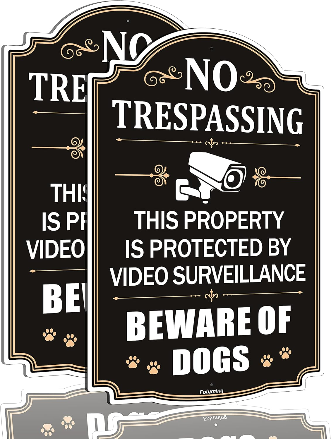 2 Pack No Trespassing This Property Is Protected by Video Surveillance Beware of Dogs Signs 12 X 8 Inches Metal Reflective Sturdy Rust Aluminum Weatherproof Easy to Install image number 5