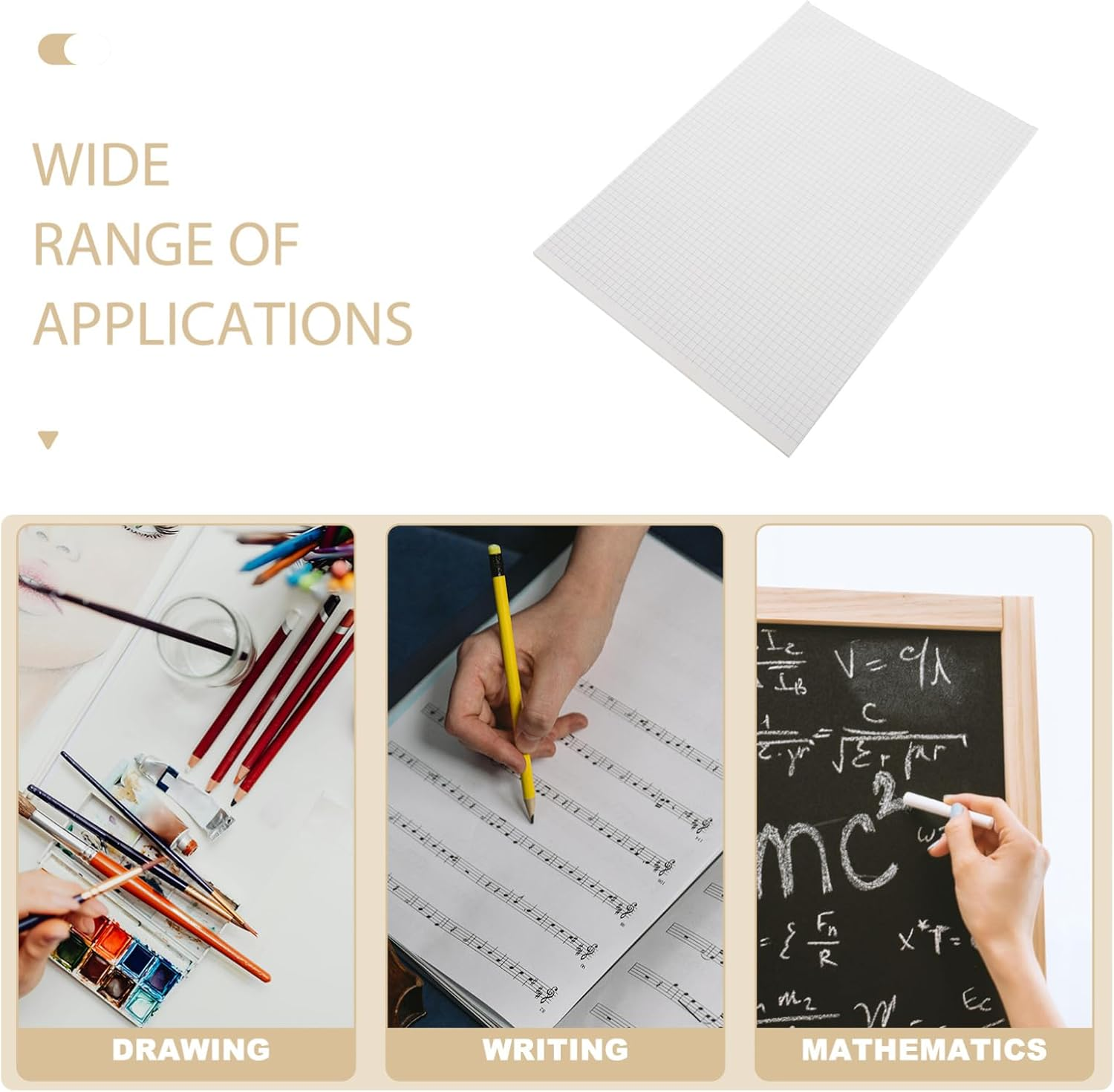 JEWEDECO Multi-Purpose Grid Paper Pad Heavy Duty Notebooks for Math Engineering School 100 Sheets A4 Size Portable image number 3