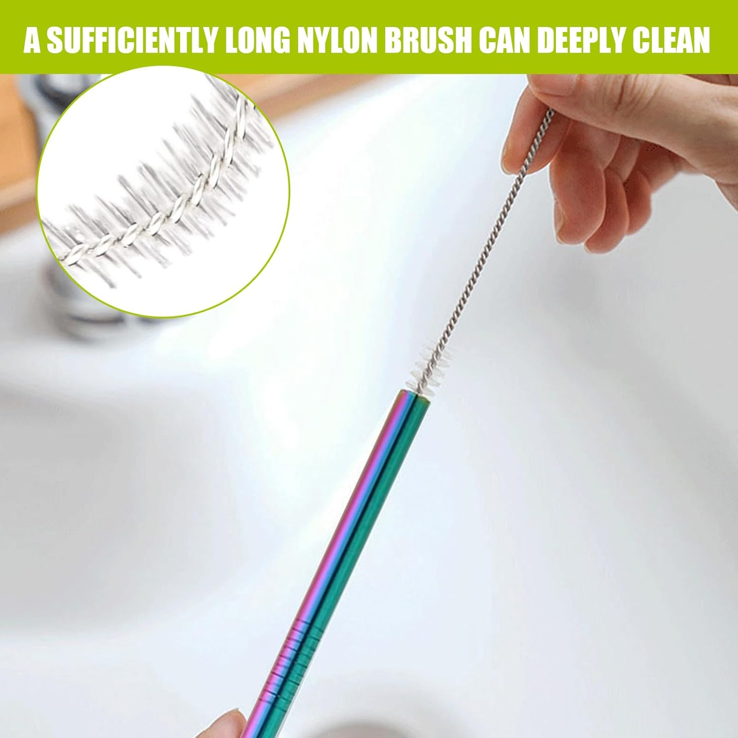 14 Pcs Stainless Steel Straws, Long Metal Straws, Reusable Metal Straw Set with Straight Bent Wide Straws, Straw Brushes and Straw Pouch for Smoothie Milkshake Cocktail Drinks (Colorful) image number 1