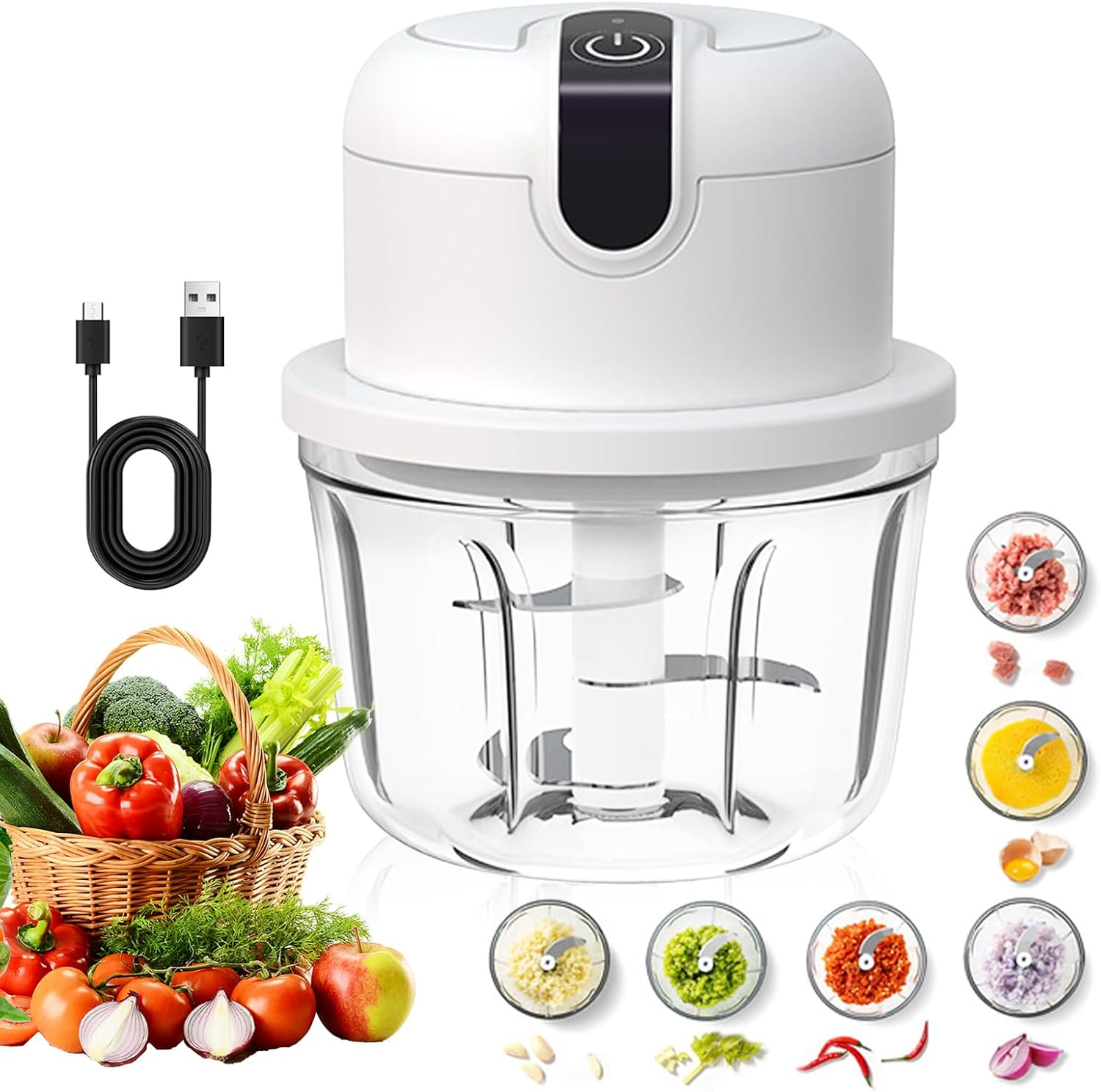 Ydseozoa Electric Kitchen Chopper, Onion Chopper Electric 350Ml, USB Charging, Wireless Onion Chopper, Suitable for Onions, Fruits, Nuts, Meat, Garlic image number 3