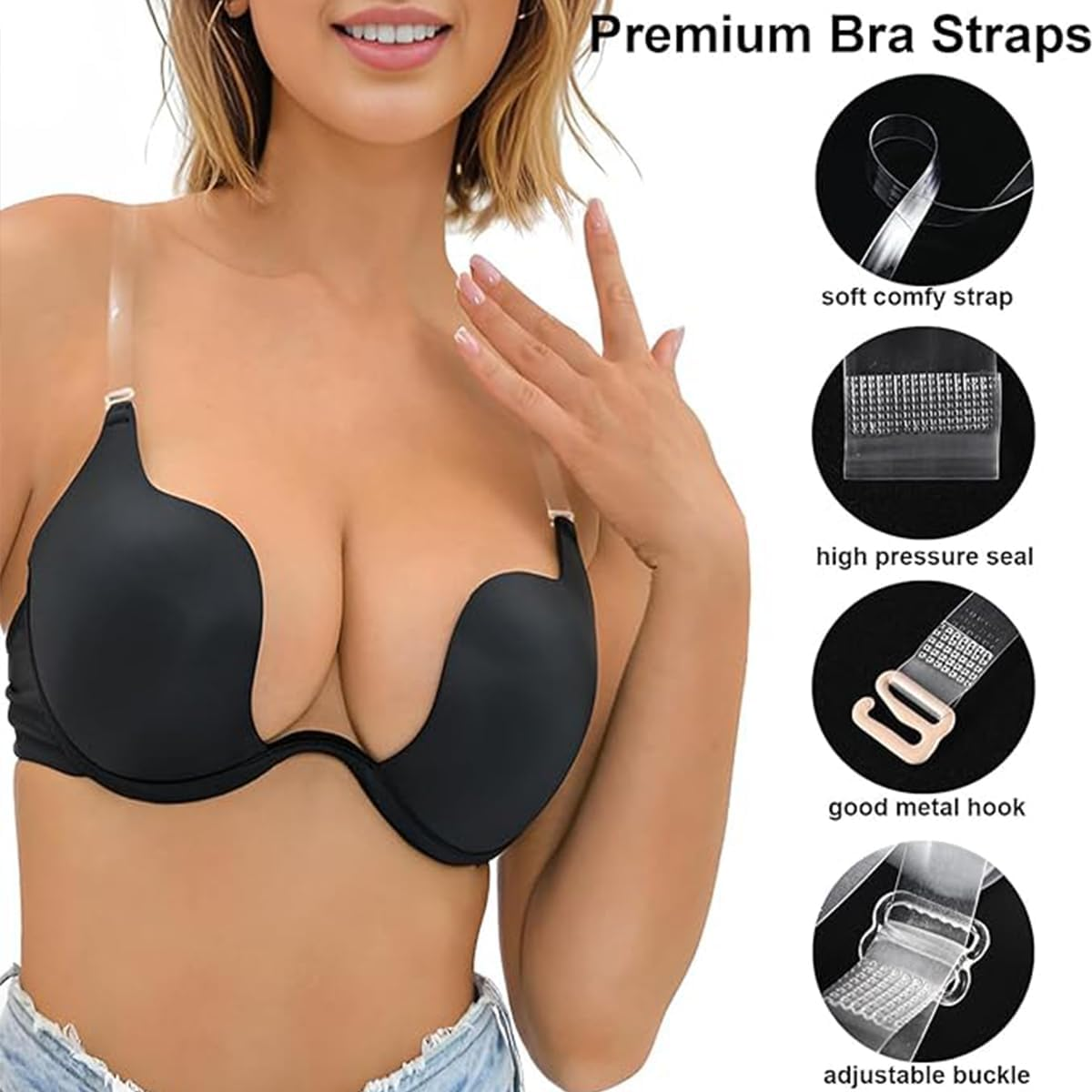 Clear Bra Straps, Skin-Friendly, Exposed Invisible Non-Slip, Detachable and Adjustable Bra Straps Soft for Strapless Bra, 2 Pairs image number 2