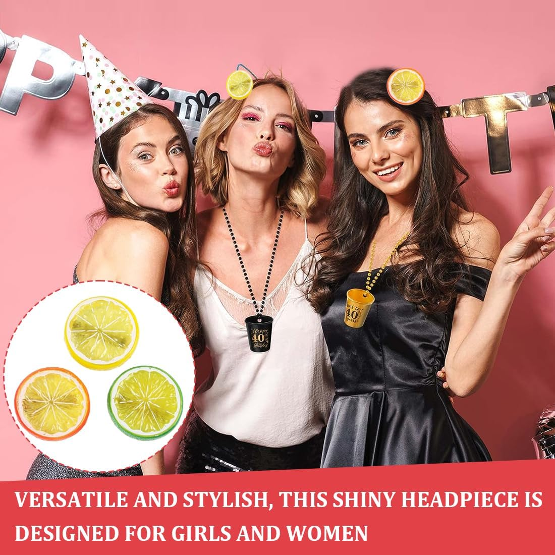 HQRKOTM 3 Pieces Hair Clips + 3 Discs Elastic Hair Scrunchie Girls Women Cute Fruit Hair Accessories for Party, Banana Clip, Hawaiian Decoration (Yellow + Orange + Green) image number 6