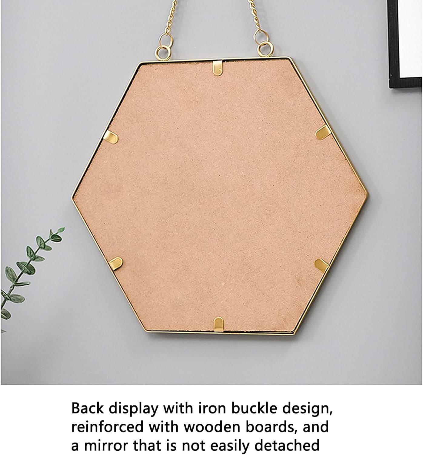 Gold Wall Mirror with Chain &ndash; Wall Mounted Vanity Mirror for Hallway, Bathroom, Vanity, Living Room Decorative (2 Large) image number 3