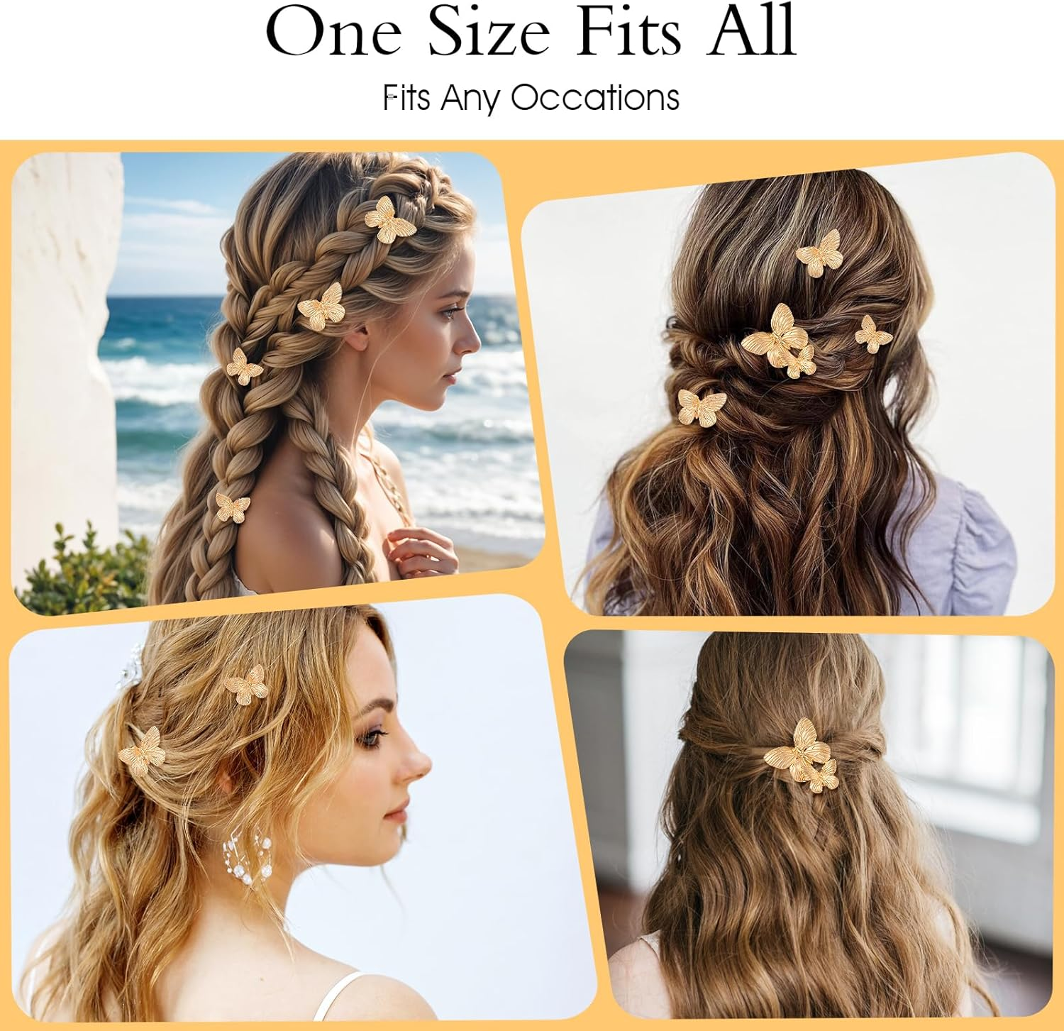 Ymapinc Pack of 5 Butterfly Hair Clips Women'S Cute Butterfly Hair Clip Gold Hairstyles Accessories for Birthday Parties Wedding Parties (7.6 Cm, 6.65 Cm, 6.5 Cm) image number 4