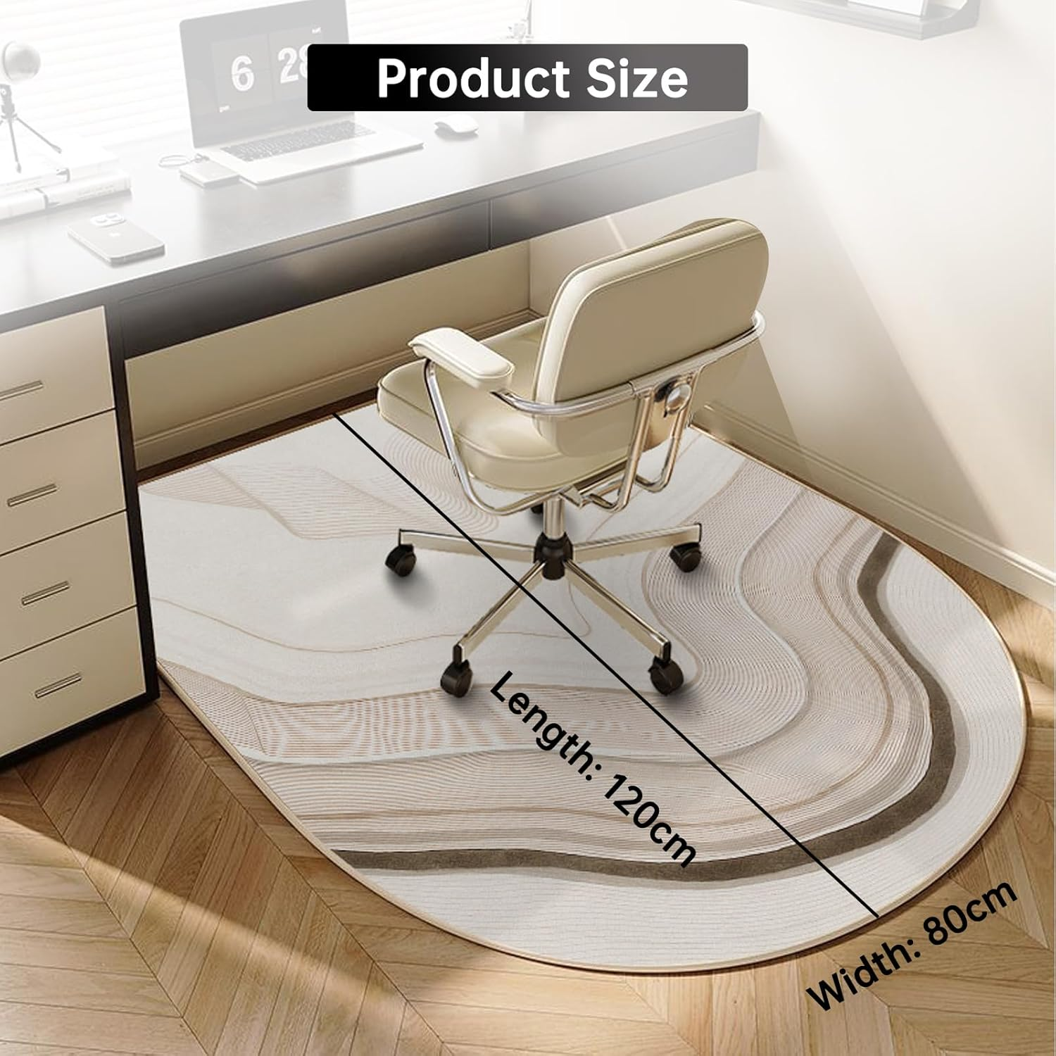 Office Chair Mat for Hardwood,120X80Cm Hardwood/Tile Floor Protector Mat,Anti-Slip Floor Protector for Home Office
