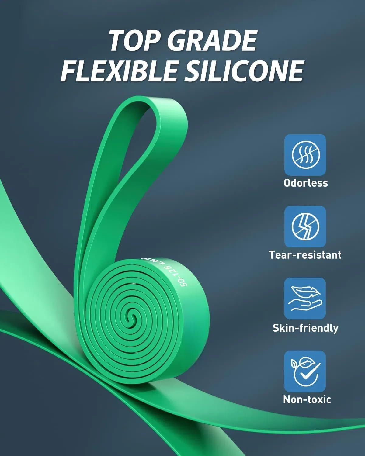 Quokkachic Skin-Friendly Resistance Fitness Exercise Bands 5-125 Lbs, Heavy Duty Pull up Assist Bands, Gym, Yoga, Physical Therapy, Bench Press, Improve Mobility and Strength image number 3