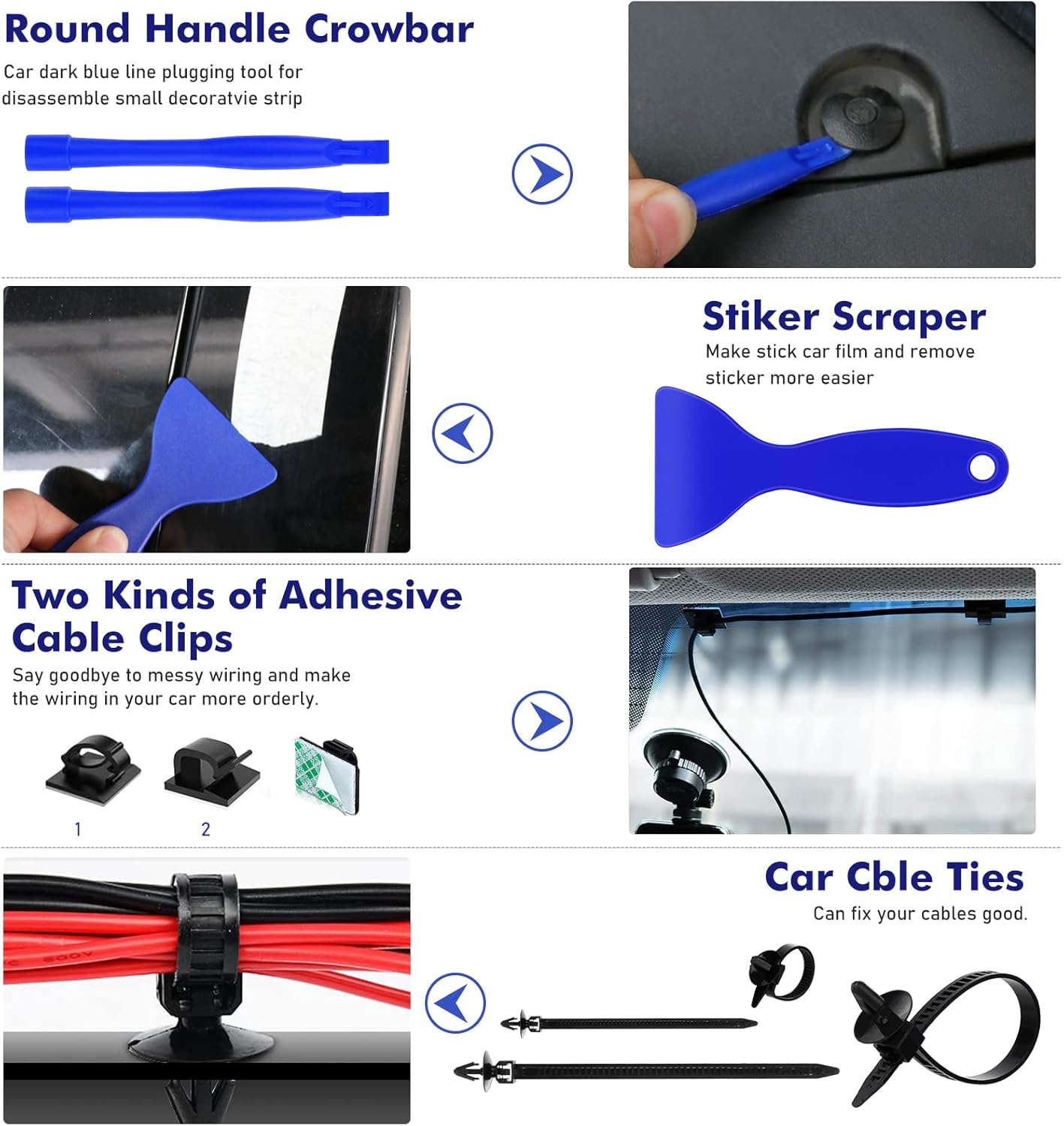 JNLK 352Pcs Trim Removal Tool, Pry Tool, Door Panel Removal Tool Kit, Clip Tool, Fasteners Removal Tool with Car Retainer Body Clips, Automotive Hook Set, Blue - Red image number 2