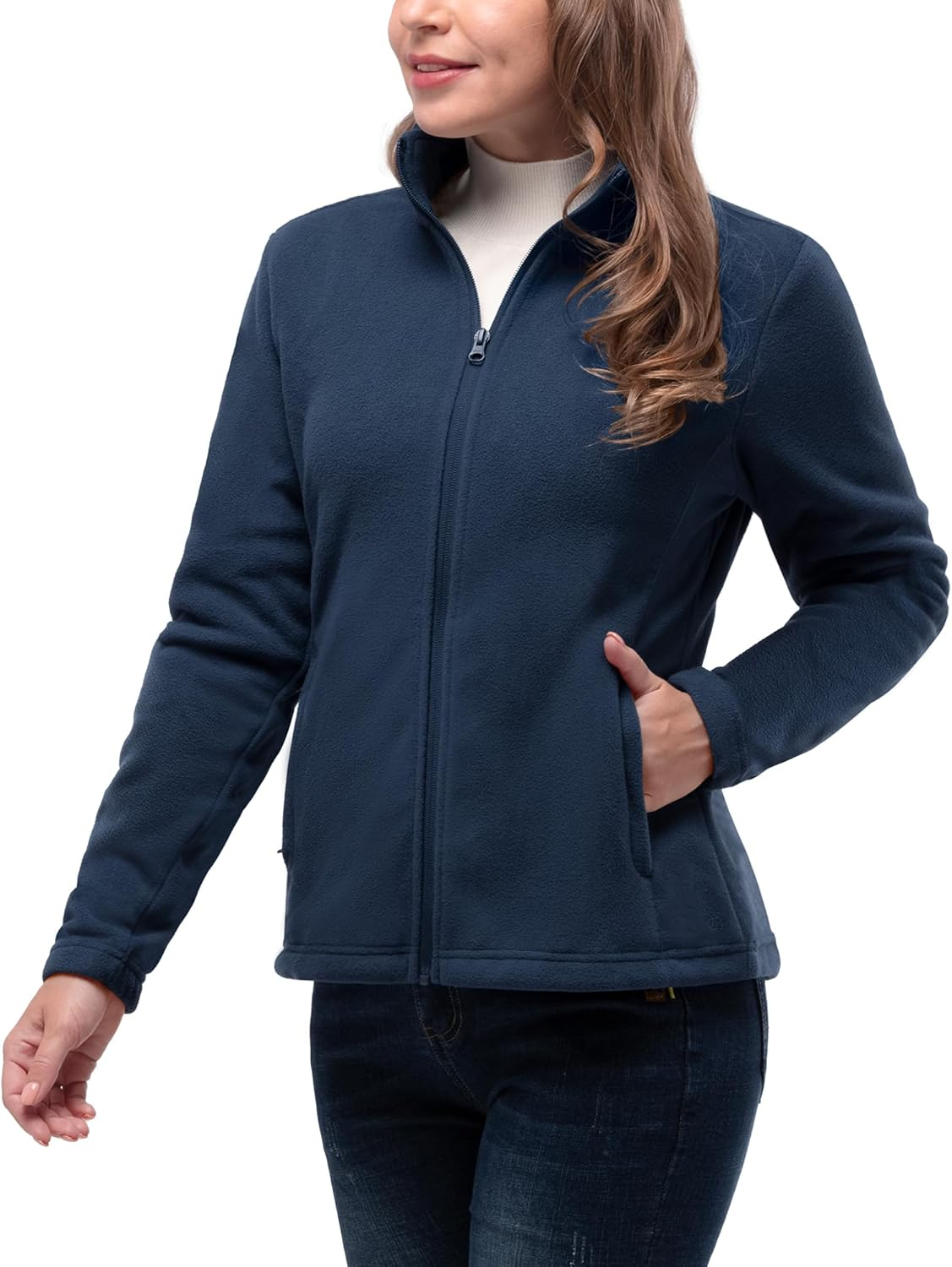 33,000Ft Womens Fleece Jackets Ladies Lightweight Warm Full Zip Coat Breathable Microfleece Ladies Sweater Casual Long Sleeve, Ideal for Travelling Outdoor Sport image number 1