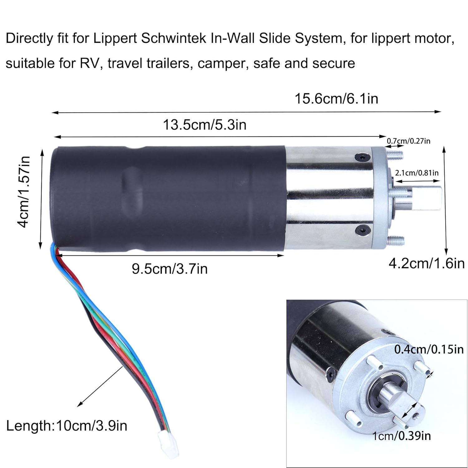 236575 RV In-Wall Slide-Out Motor for Lippert Schwintek In-Wall Slide System 300:1 High Torque Gear Ratio 12V IG-42 10Mm Motor Assembly, Slide Motor for Travel Trailer and Camper image number 5