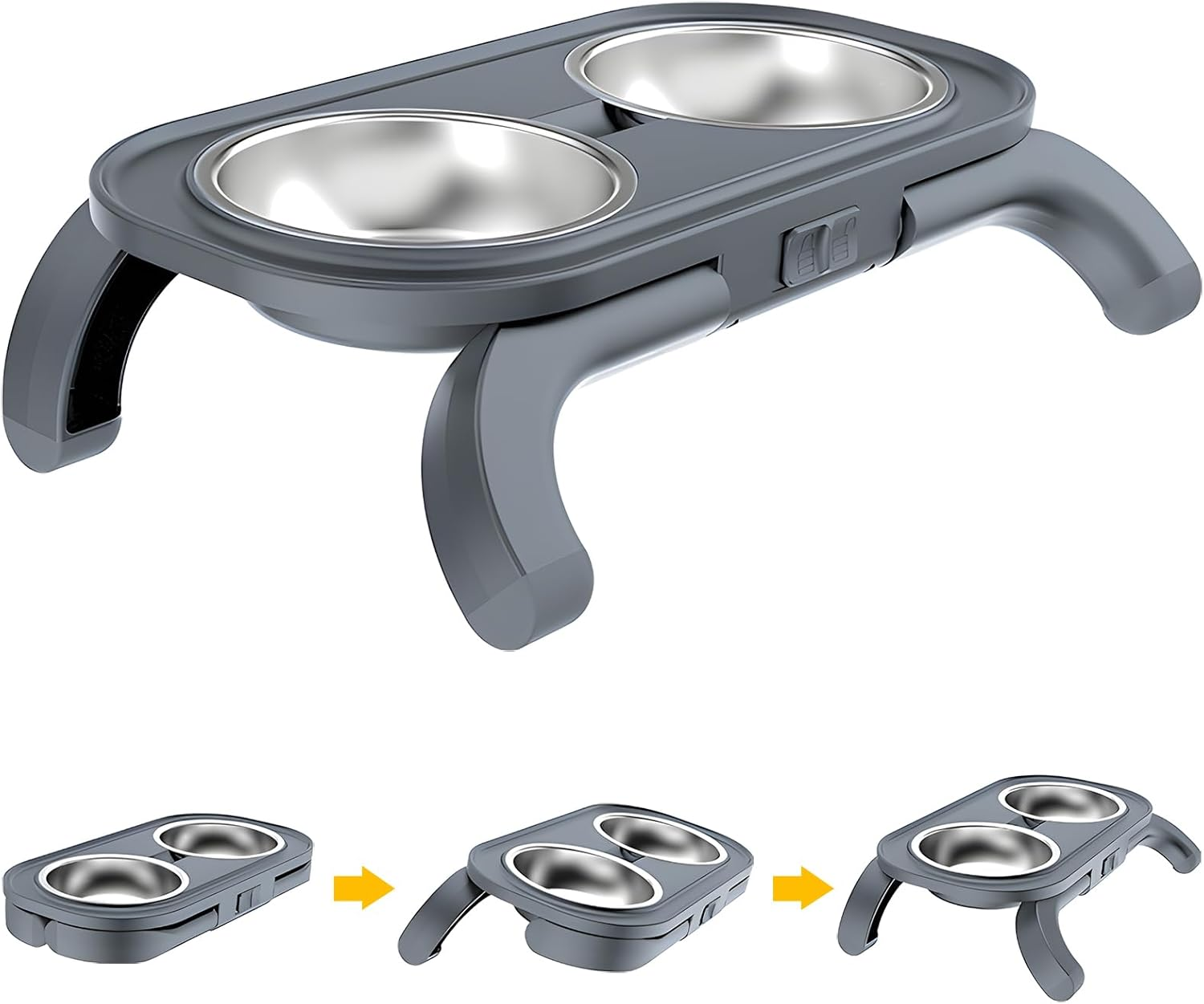 Carehabi Elevated Cat Bowl, Height Adjustable Tilted Cat Bowl with Non-Slip Foot Pads, Feeding Bowl and Water Bowl Set, Prevent Food Spill for Cats and Dogs image number 5