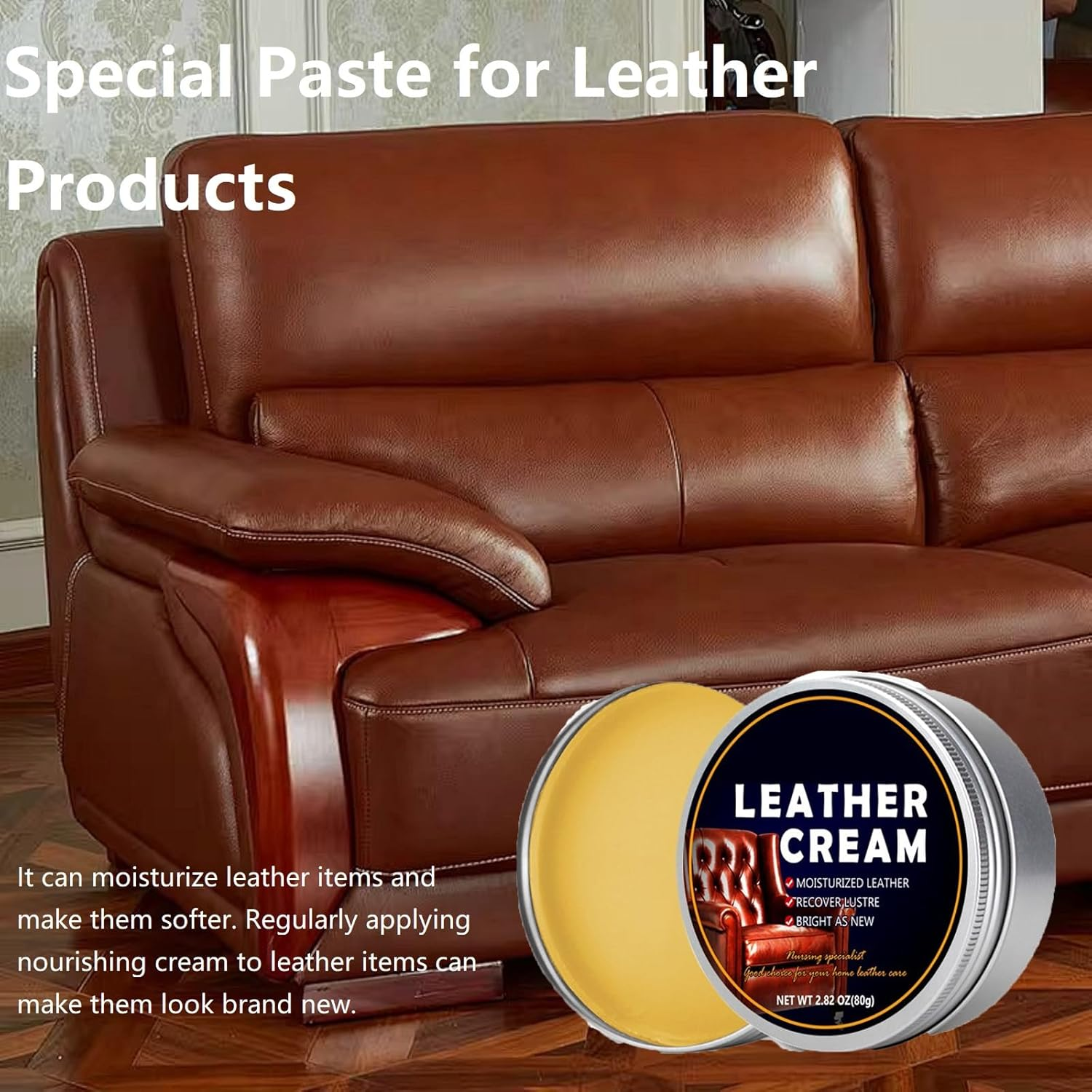 Colourless Leather Grease, 80 G, Leather Furniture Ointment, Leather Balm, Couch Furniture, Leather Restoration Balm, Repair Ointment for Leather Furniture, Protective Leather Salve, Leather Cleaning, image number 3