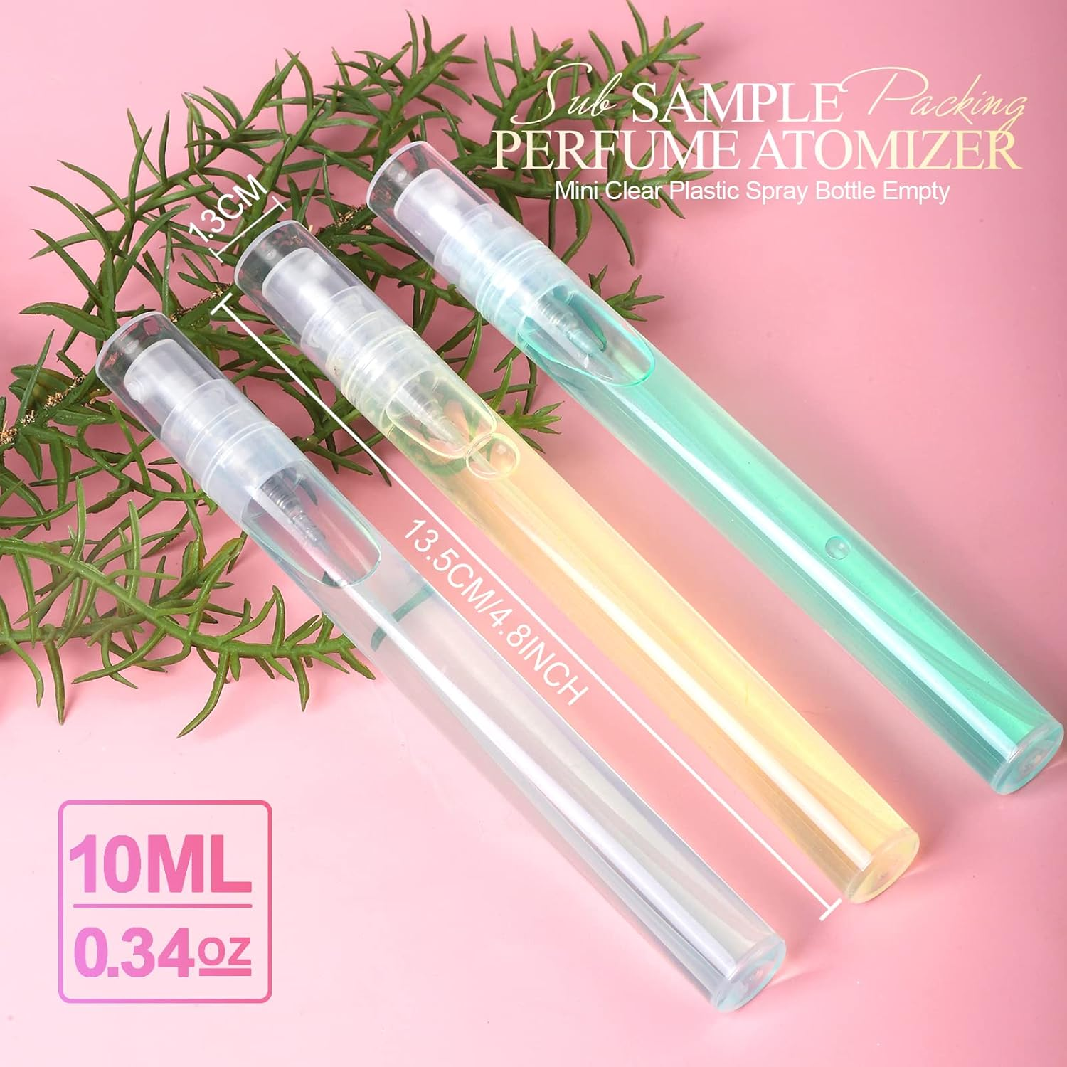 Fandamei Mini Spray Bottle, 10 Pack 10Ml Plastic Spray Bottle, Fine Mist Refillable Perfume Bottle, Perfume Atomizer, Small Empty Sample Containers, Portable Travel Bottle image number 2