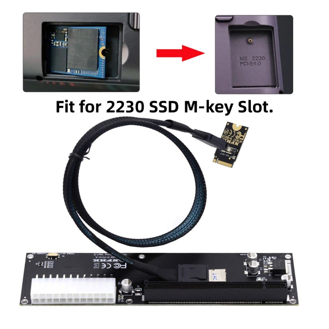 Chenyang Oculink SFF-8612 to PCI-E 3.0/4.0 M.2 M-Key to SFF-8611 Host Adapter for Egpu/Gpd Win Max2 External Graphics Card & SSD - Black image number 7