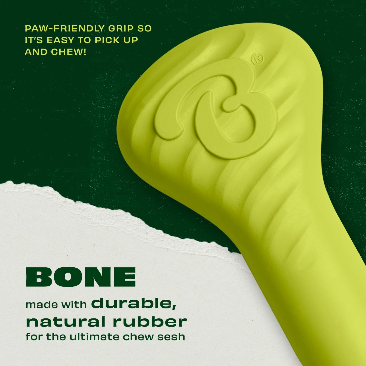 Benebone Natural Rubber Dog Bone Chew Toy, 100% Natural Rubber