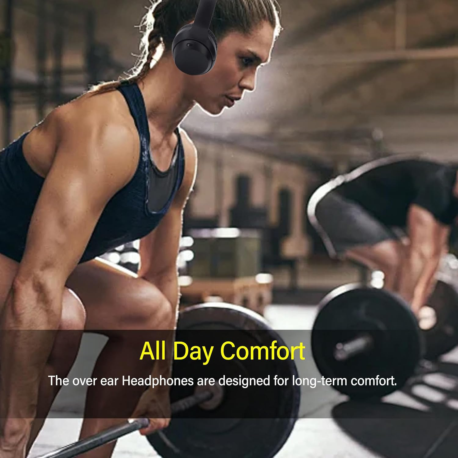 YUEHISY over Ear Wireless Headphones, Deep Bass Stereo over the Ear Headset with Foldable Deisgn, Comfortable Wear, for Travel Home Sport (Black) - Black image number 4