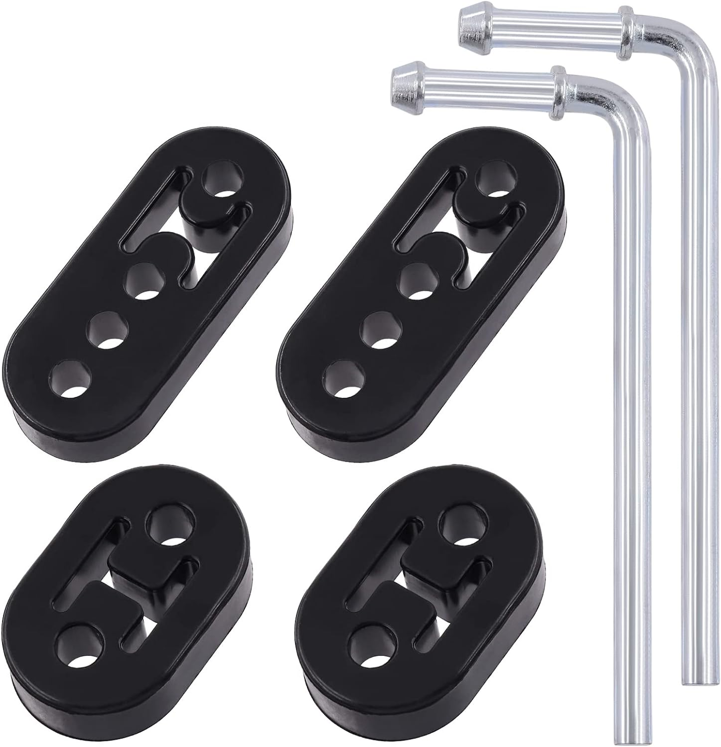 6 Pcs 2/4 Holes Exhaust Hanger Rubber Muffler Hanger with 90 Degree Exhaust Hanger Rod, Insulator Muffler Bracket Mount for Car Truck Jeep image number 2