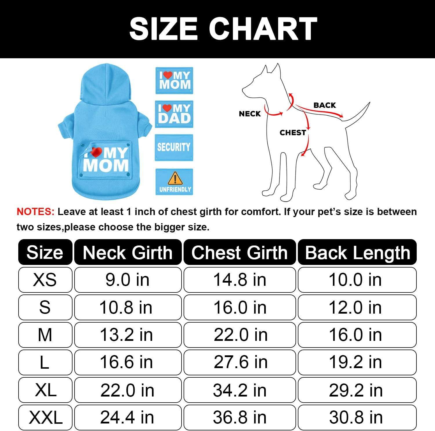 Greenjoy Magic Dog Sweater with 4 Interchangeable Patterns - Dog Hoodie Cold Weather Dog Coat Hooded Sweatshirt for Puppies,Cats, Small Medium Large Dogs (Blue (Letter Print A), Small) image number 5