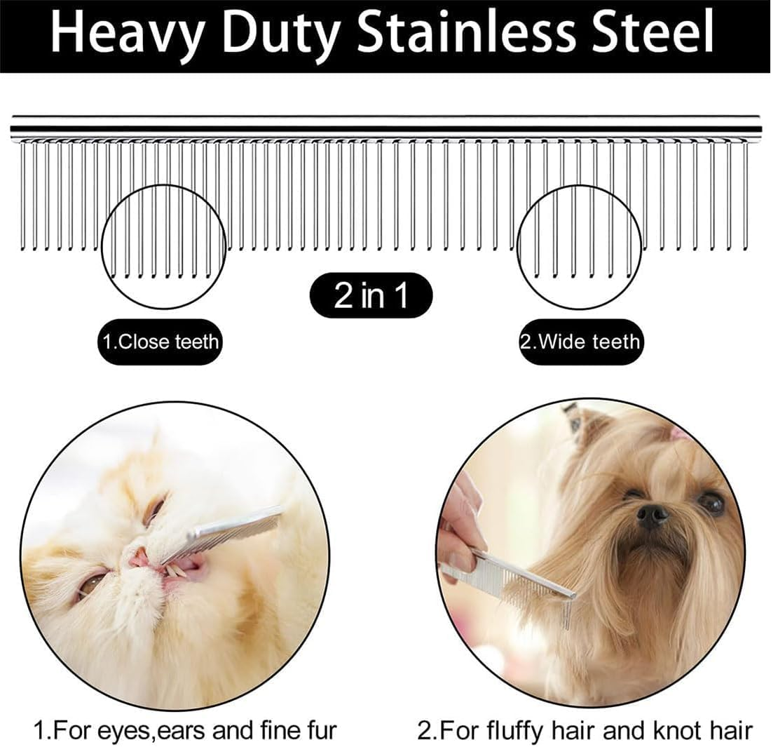 Professional Dog Grooming Scissors Kit, 3Pack Professional Pet Grooming Kit with Safety round Tips, Stainless Steel Dog Scissors Kit Thinning Shears Dog Comb for Long Short Hair Dogs Cats Pets image number 1