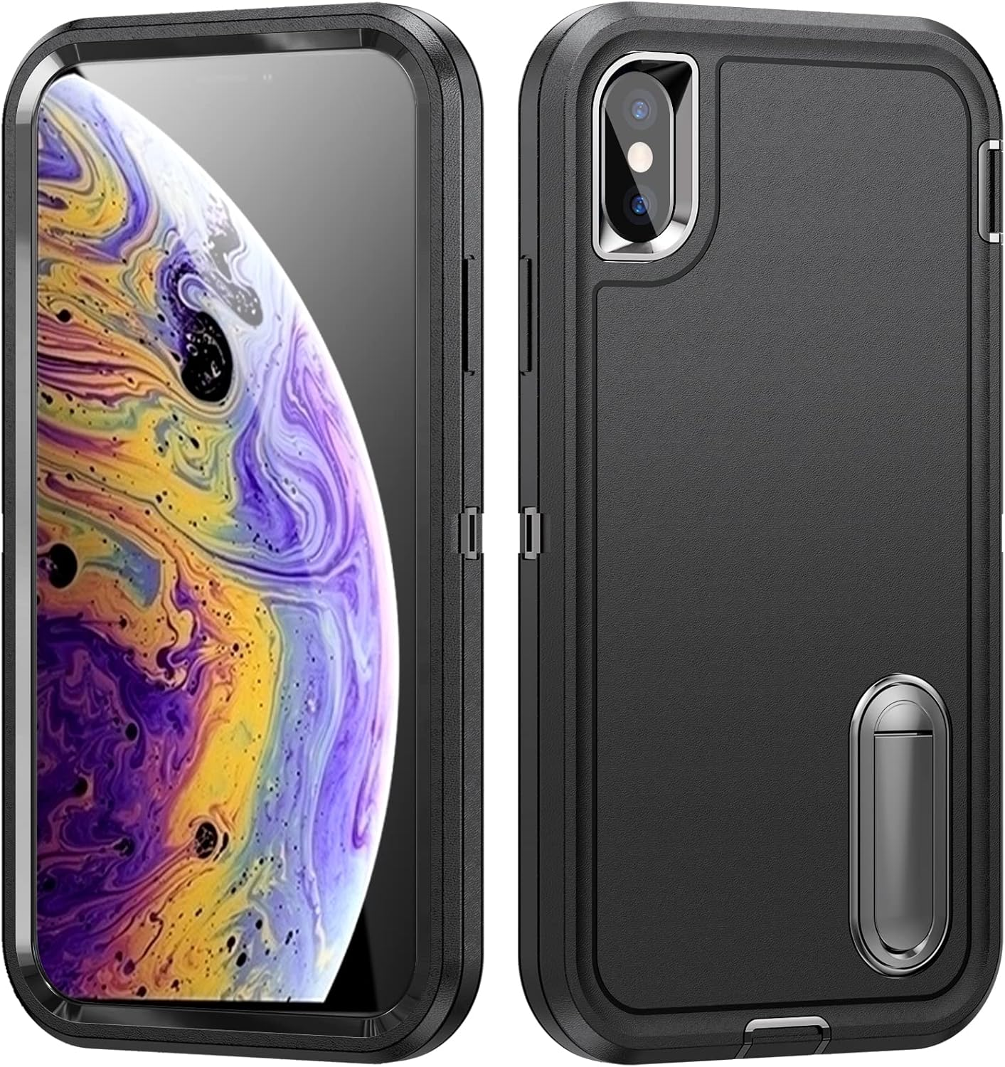 Shockproof Case for Iphone X Case with Kickstand,Military Grade Drop Protective,Heavy Duty Hard Back 3-Layer Protective Phone Cover for Iphone X (Black) image number 6
