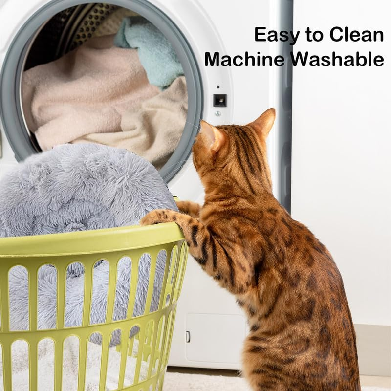 Zootour Cat Beds for Indoor Cats, Dog Bed for Small Medium Dogs, Washable-Round Pet Bed for Puppy and Kitten with Slip-Resistant Bottom (Black, 60Cm(24Inch)) image number 6