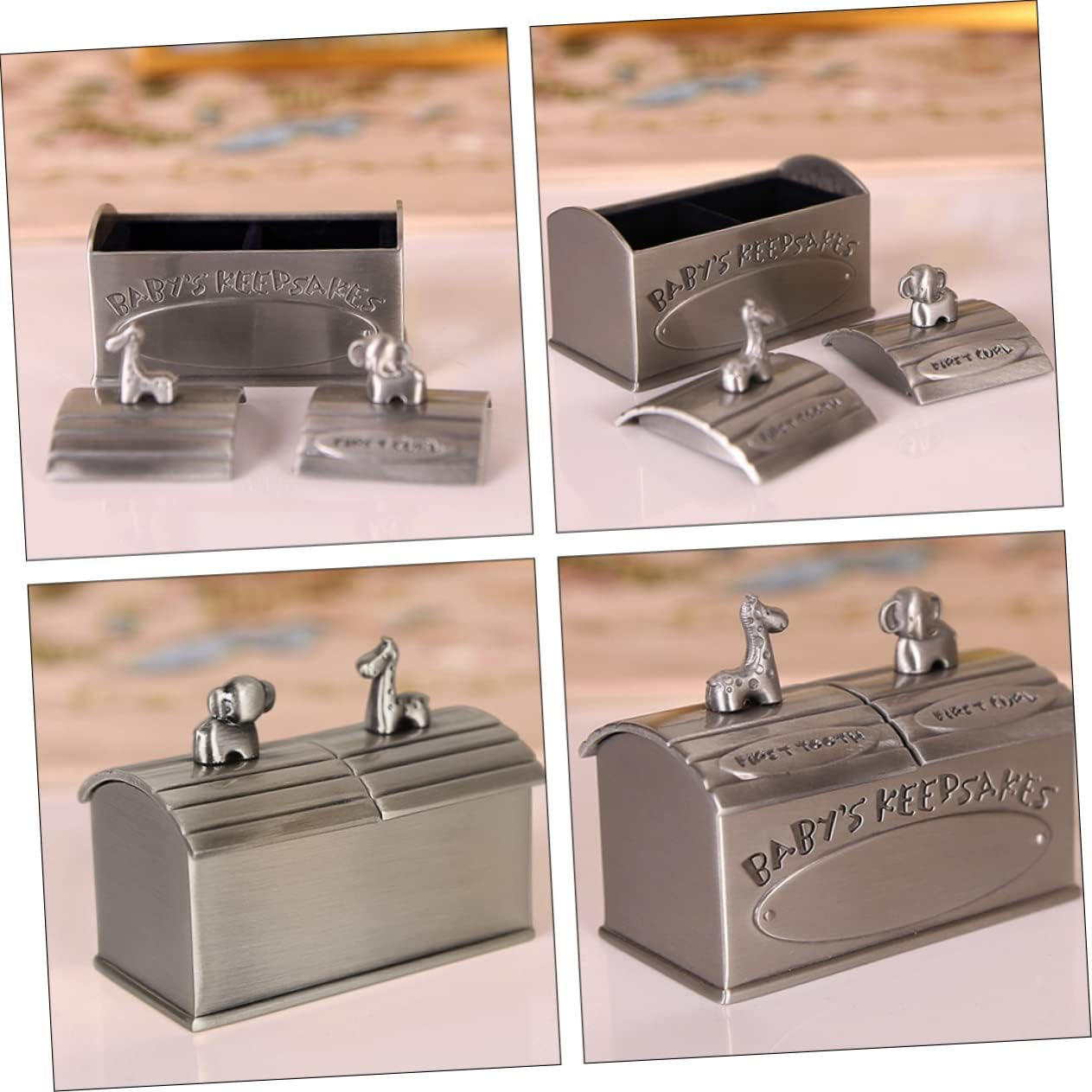 Baby Tooth Keepsake Box and Organizer for Boys and Girls Metal Baby Tooth Holder Case in Antique Tin Finish Storage for Memory Preservation image number 6