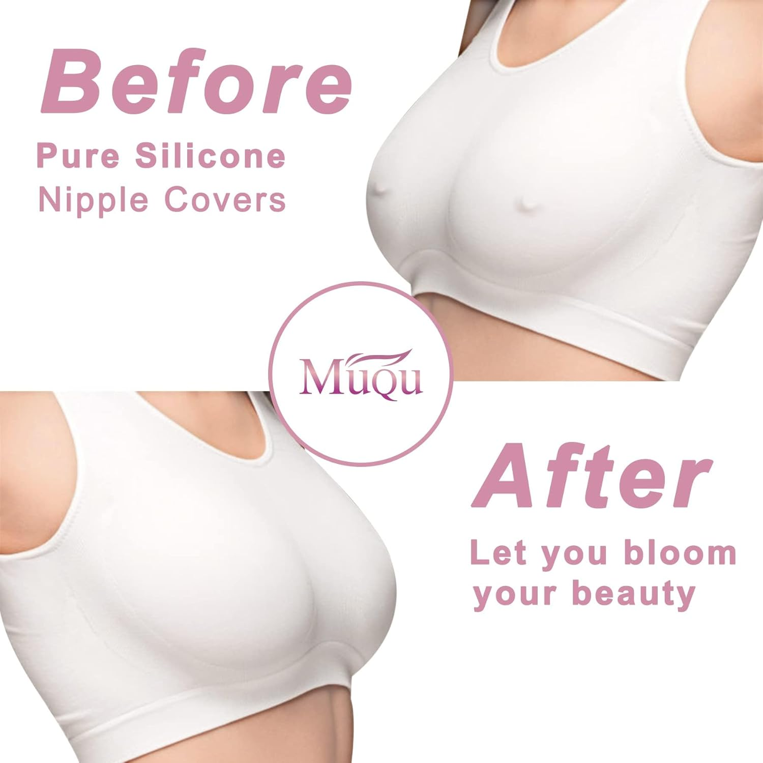 Woman Silicone Pasties Adhesive Bra Reusable 2 Pair Nipple Cover Set by MUQU (Nude) image number 2