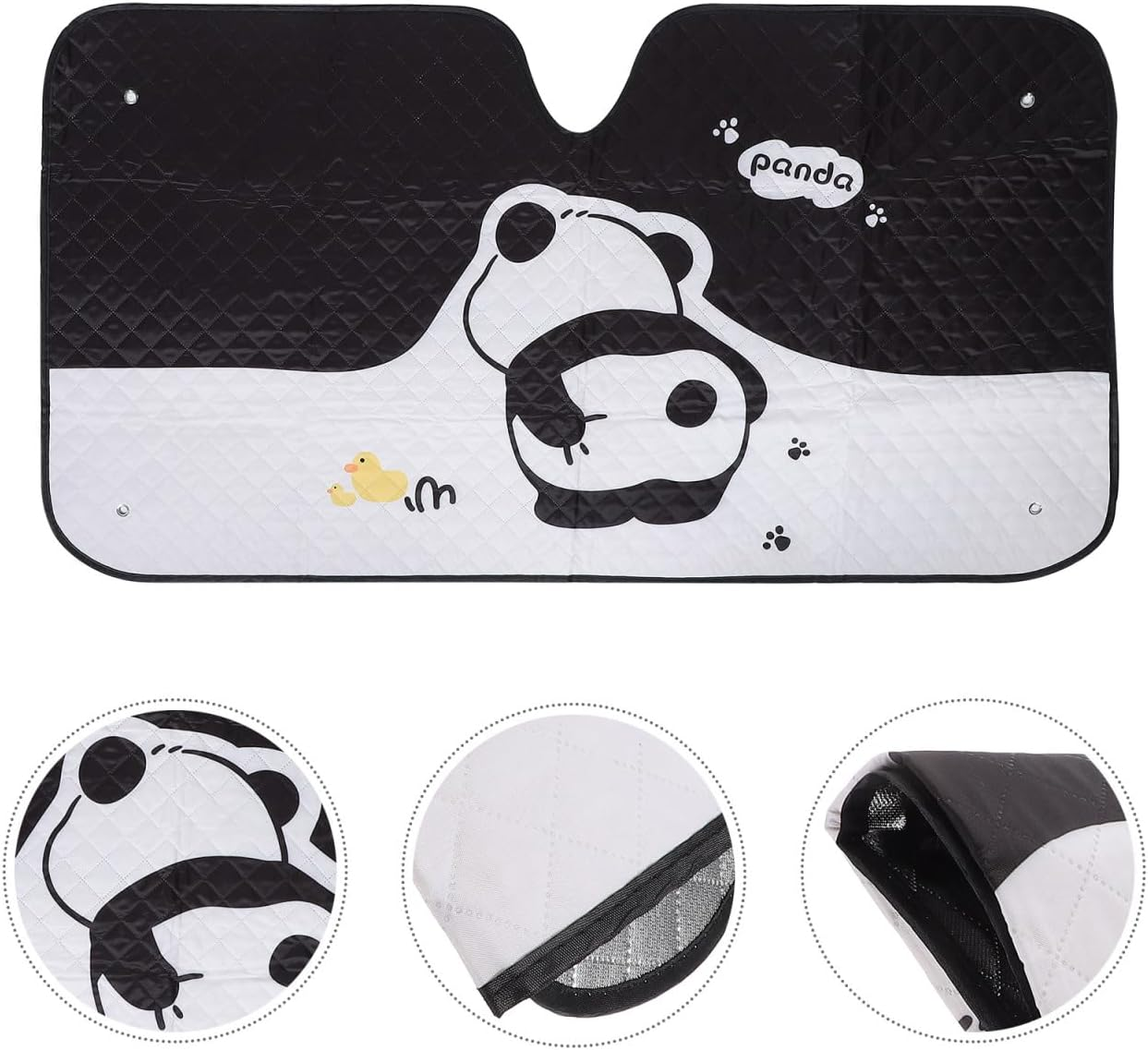 ULTECHNOVO Panda Car Windshield Sun Shade Cute Design Vehicle Sunshade Front Window Uv Protection Summer Heat Blocker Fits Most Cars image number 3