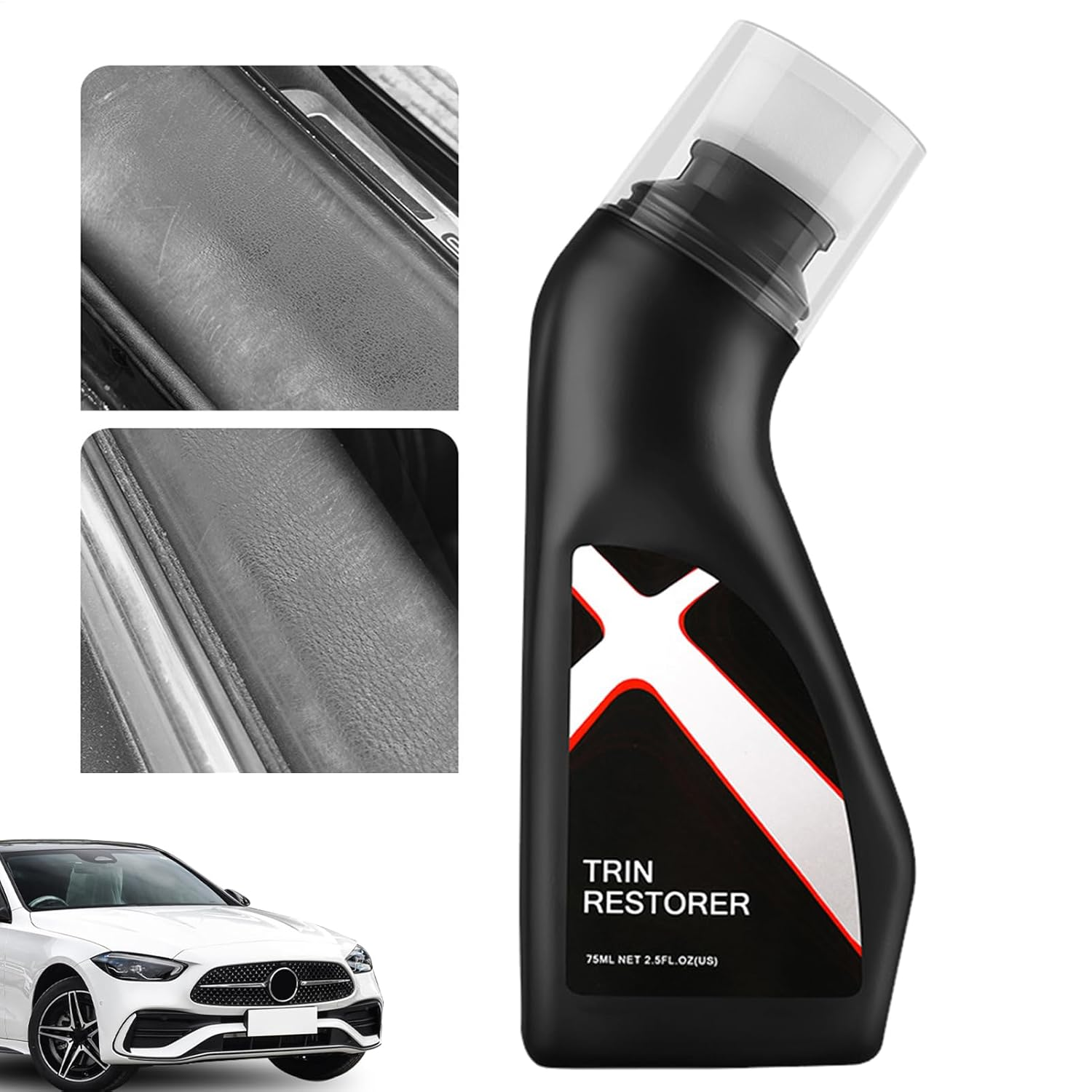 Black Trim Restorer - Car Interior Cleaner - 75ML Anti-Uv Automotive Interior Cleaner for Coating Stain Removal Leather Care Vehicle Armrest Seat image number 6