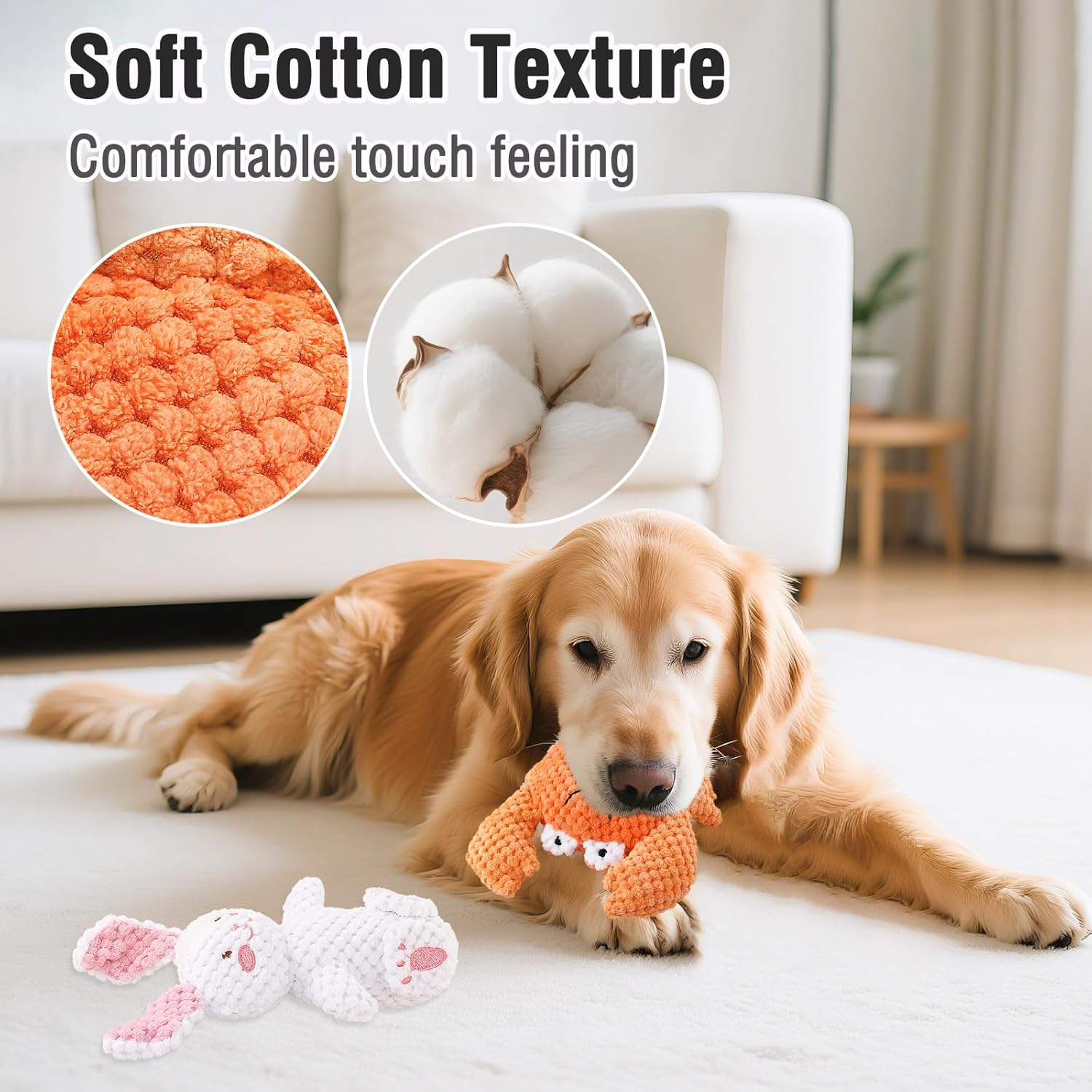 2 Pack Dog Squeaky Toys, Stuffed Plush Dog Toys, Dog Chew Toys for Puppy, Small, Middle Dogs image number 2