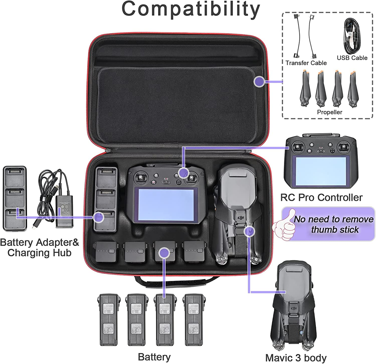 RLSOCO Hard Case for DJI Mavic 3 Classic/Mavic 3 / Mavic 3 Cine Fly More Combo - Fits: Mavic 3 Body,Rc Pro or DJI RC Controller,Batteries,Charger,Propellers image number 1