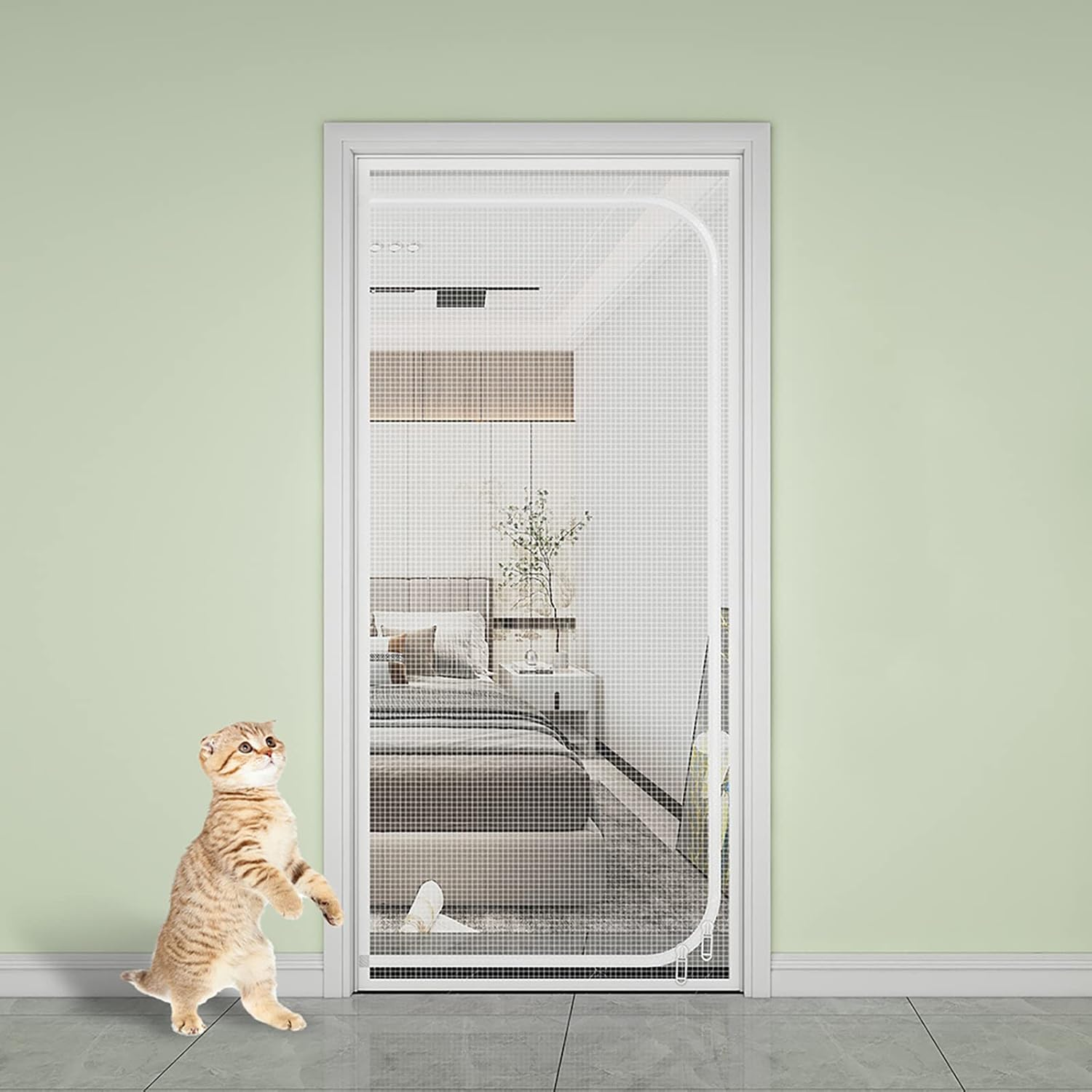 SOONHUA Pet Screen Door with Zipper for Living Room Kitchen Bedroom Patio Dog Cat Scratch Resistant image number 4