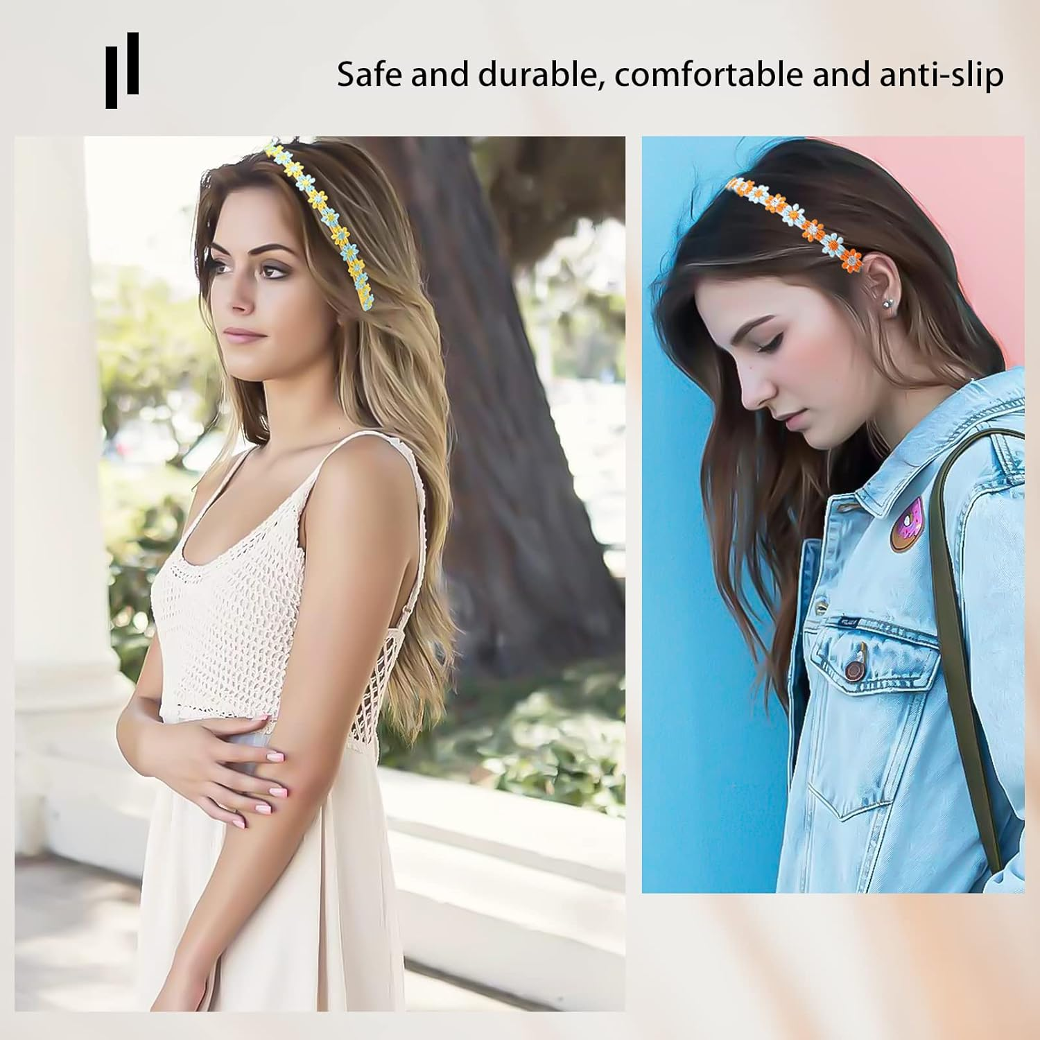 Hair Bands Girls Headbands Flowers, Daisy Flower Headband, Hair Bands for Girls, Colourful Daisy Headbands, Cute and Cute Decoration, Sequin Headbands (Pack of 9) image number 6