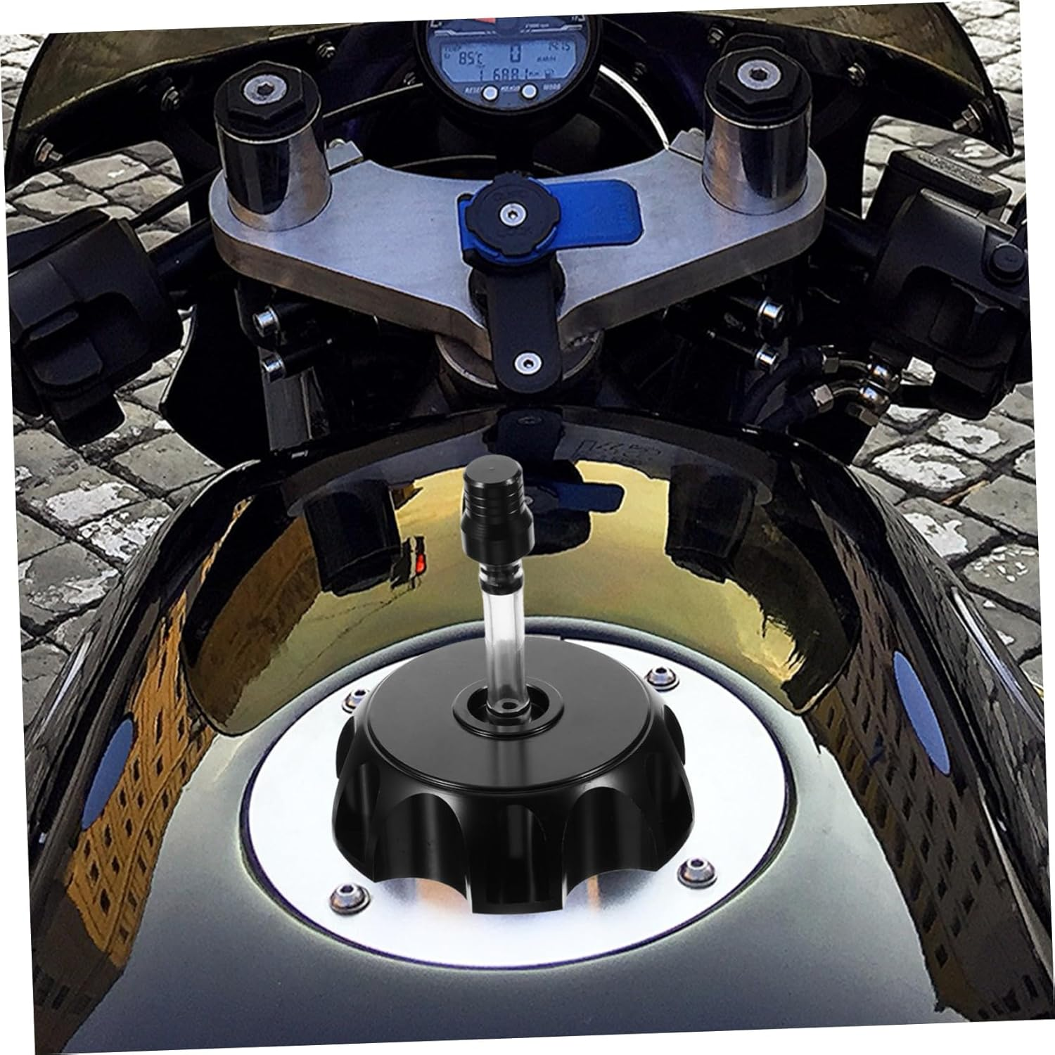 GRIRIW Aluminum Motorcycle Fuel Tank Cap Hexagonal Lid Cover for Motorbike Accessories image number 3