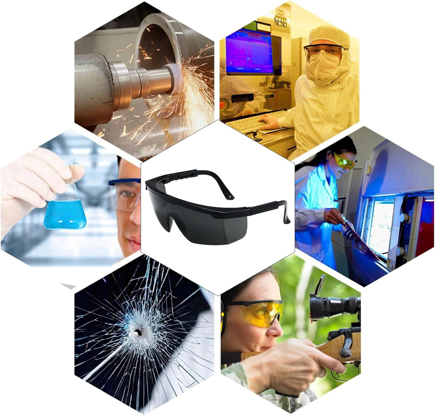 Pack of 2 IPL Light Protection Glasses, 200 Nm - 2000 Nm Wavelength Laser Safety Glasses, HPL/IPL Hair Removal with UV-C Protection, Laser Safety Glasses, Solarium Glasses, Cosmetic Eye Protection image number 5