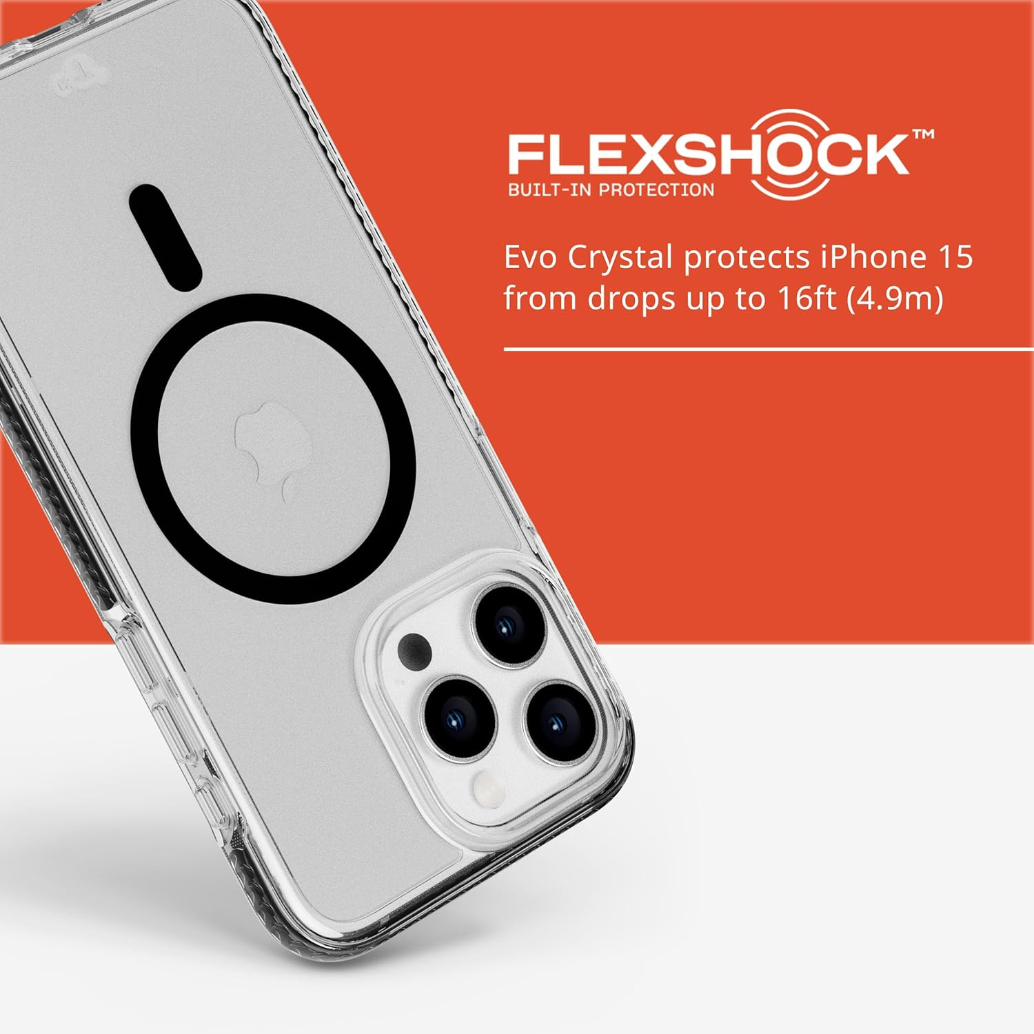 Tech21 Evocrystal Case with Magsafe for Iphone 15 Pro Max, Graphite Black image number 4