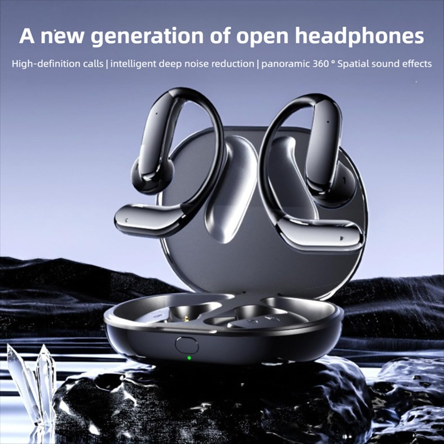 Luocute Open Ear Earbuds, Wireless Smart AI Translation Touch Control Bluetooth Earbuds, Suitable for Music Calls Outdoor Sports