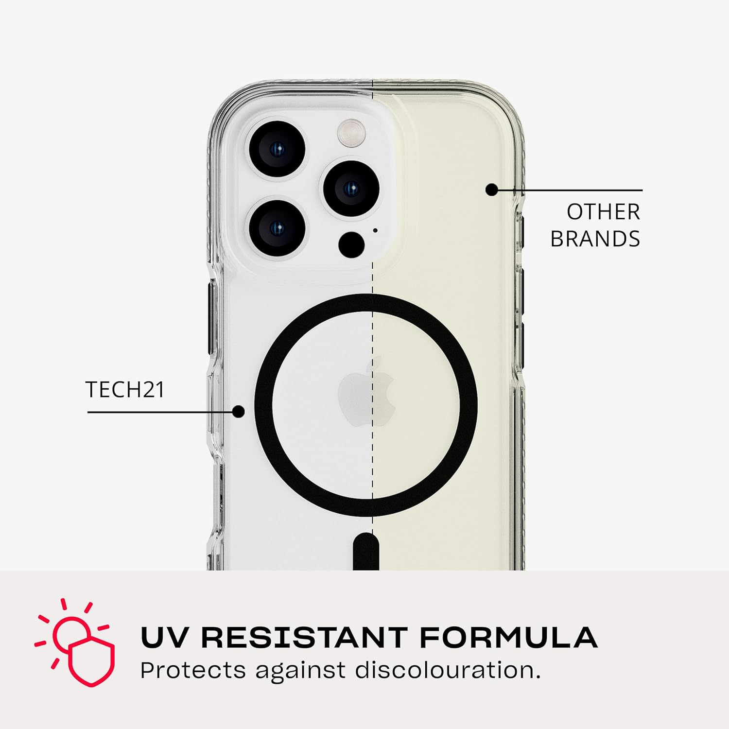 Tech21 Evocrystal for Iphone 16 Pro - Compatible with Magsafe - Impact Protection Case 15X Military Standard Tested - in Black - Clear image number 5