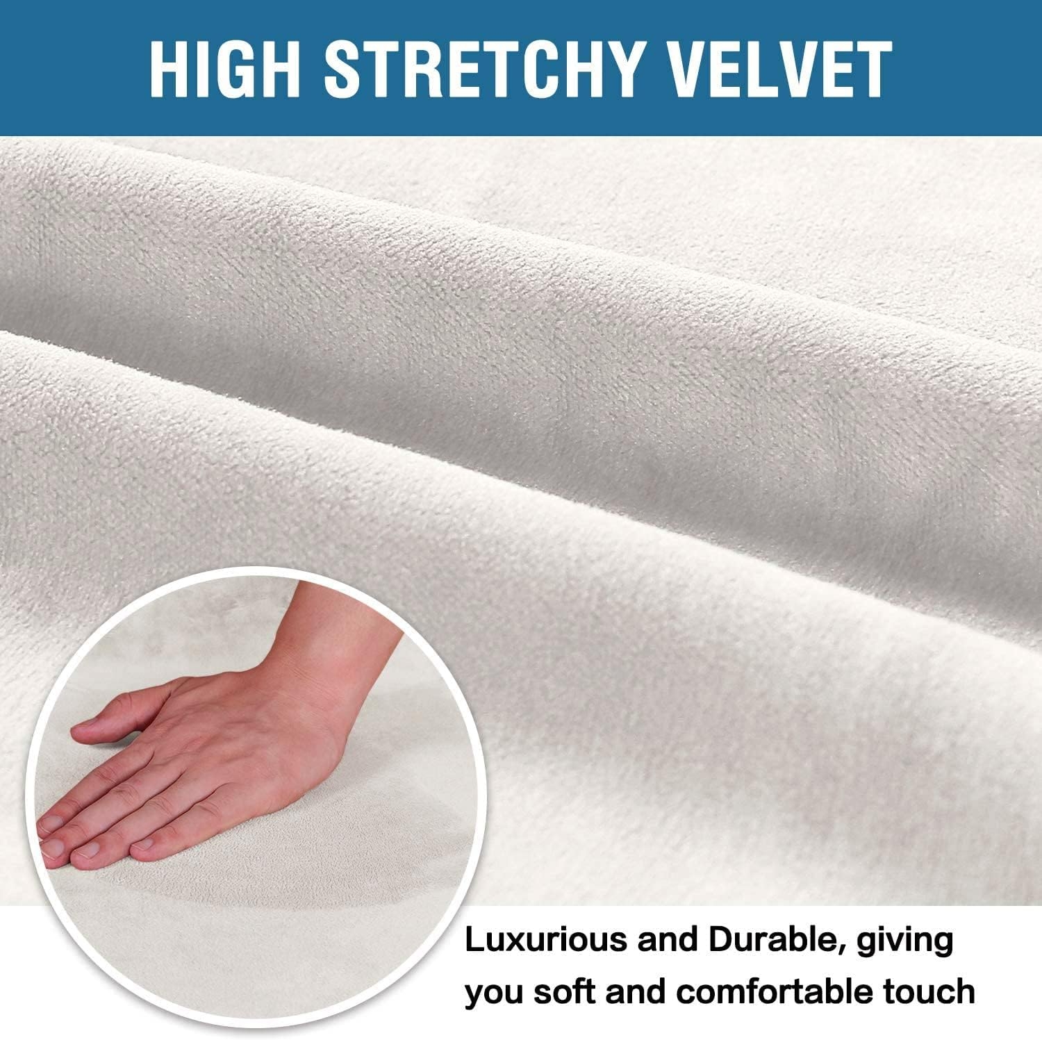 Smarcute Stretch Velvet Dining Chair Covers Set of 6 Chair Covers for Dining Room Parsons Chair Slipcover Chair Protectors Covers Dining, Feature Thick Soft Velvet Fabric, N.Ivory image number 6