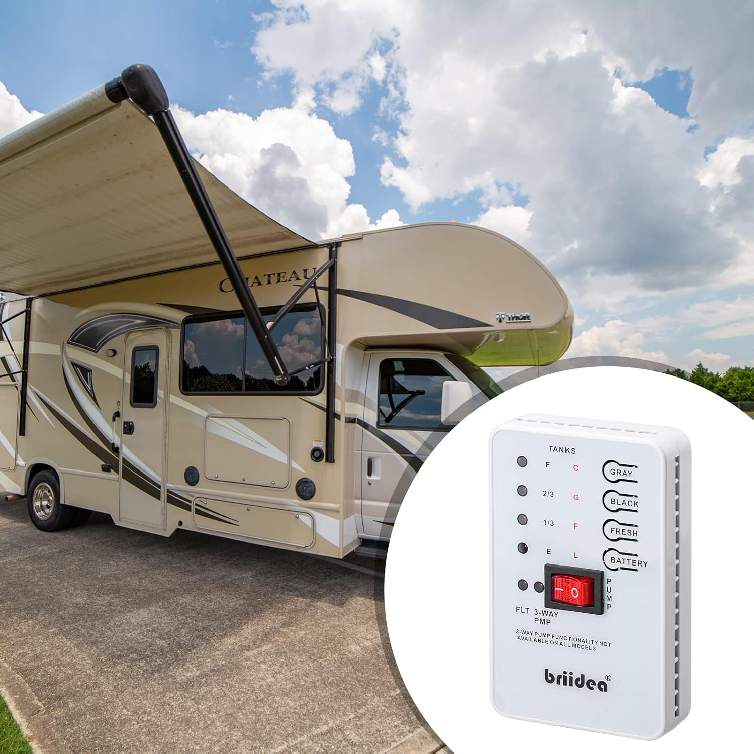 Briidea Micro Monitor System, RV Tank Sensor Monitor Panel, KIB Replacement, Fresh Water or Holding Tank Level Sensor image number 3