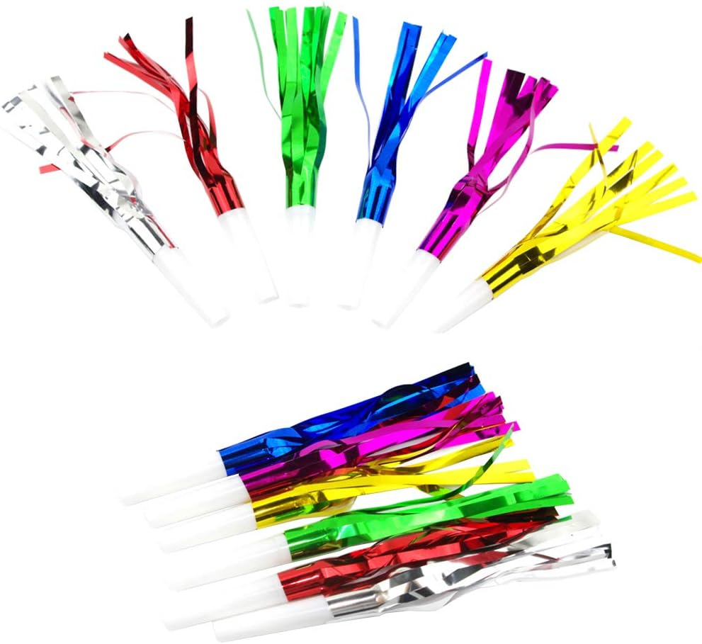 30 Pcs Glitter Metallic Fringed Noise Maker Musical Blowouts Whistle Party Blower for Kids Birthday image number 3