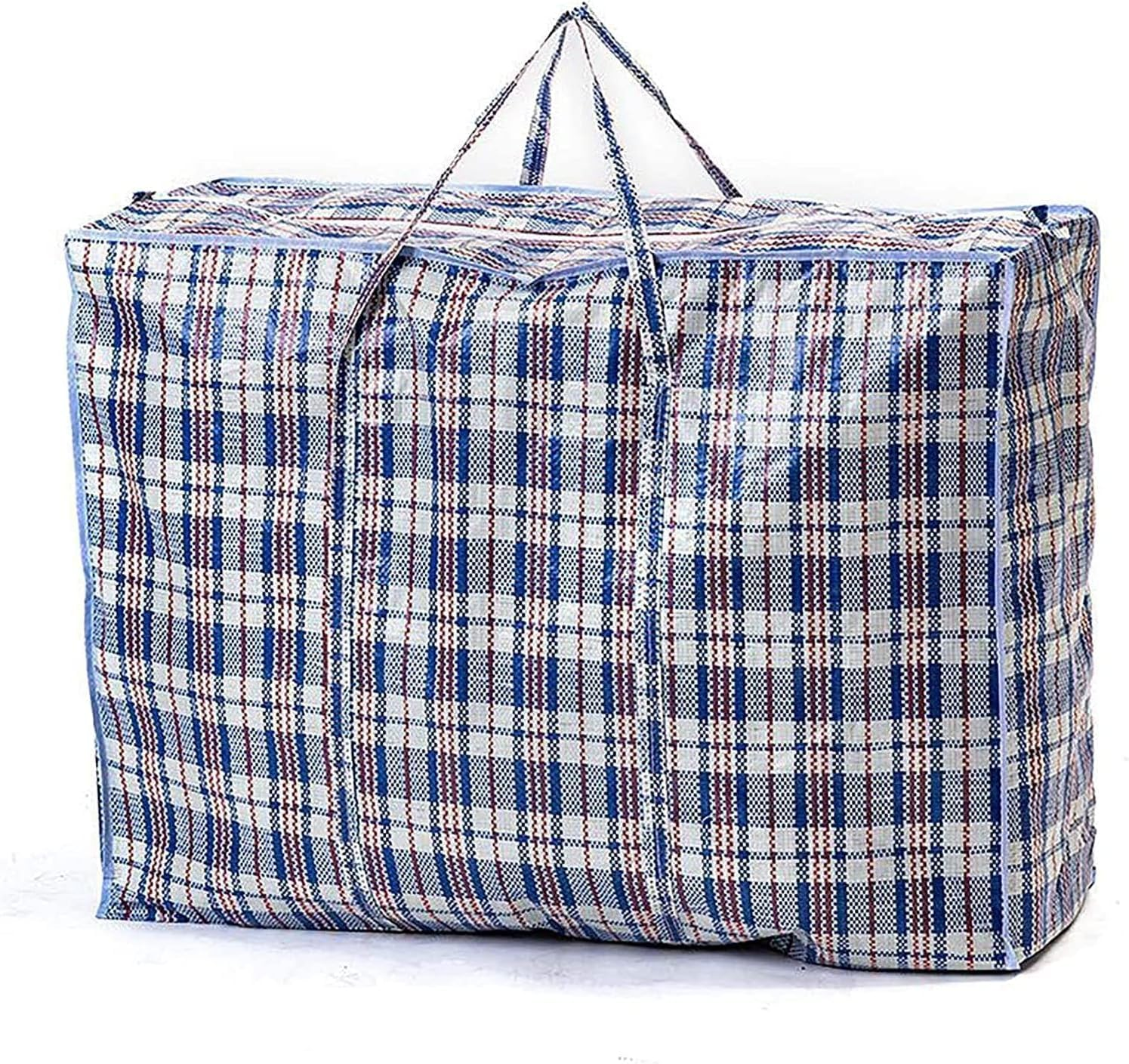3Pcs Extra Large Laundry Bags, Strong Moving Bags with Zippers Carrying Handles, Heavy Duty Checkered Packing Bags, Reusable Store Zip Bag for Laundry Moving House Shopping Storage (80Cm X 60Cm) image number 6