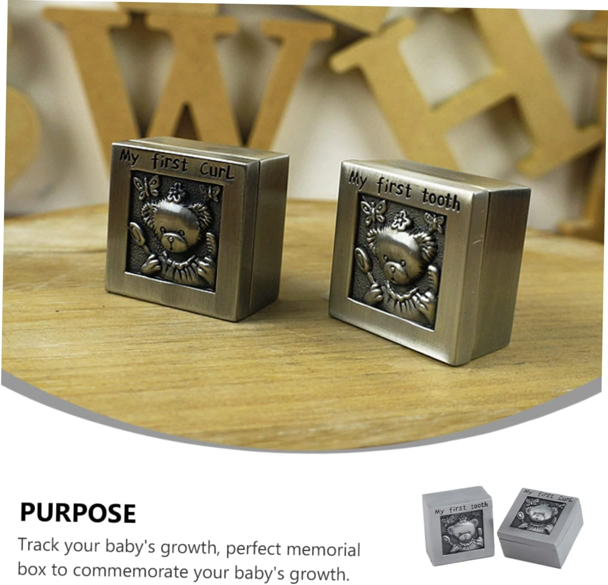 Keepsake Organizer for Memorial Box Tooth Holder Tooth Box Case Engraved Boys and Girls Growing Record image number 4