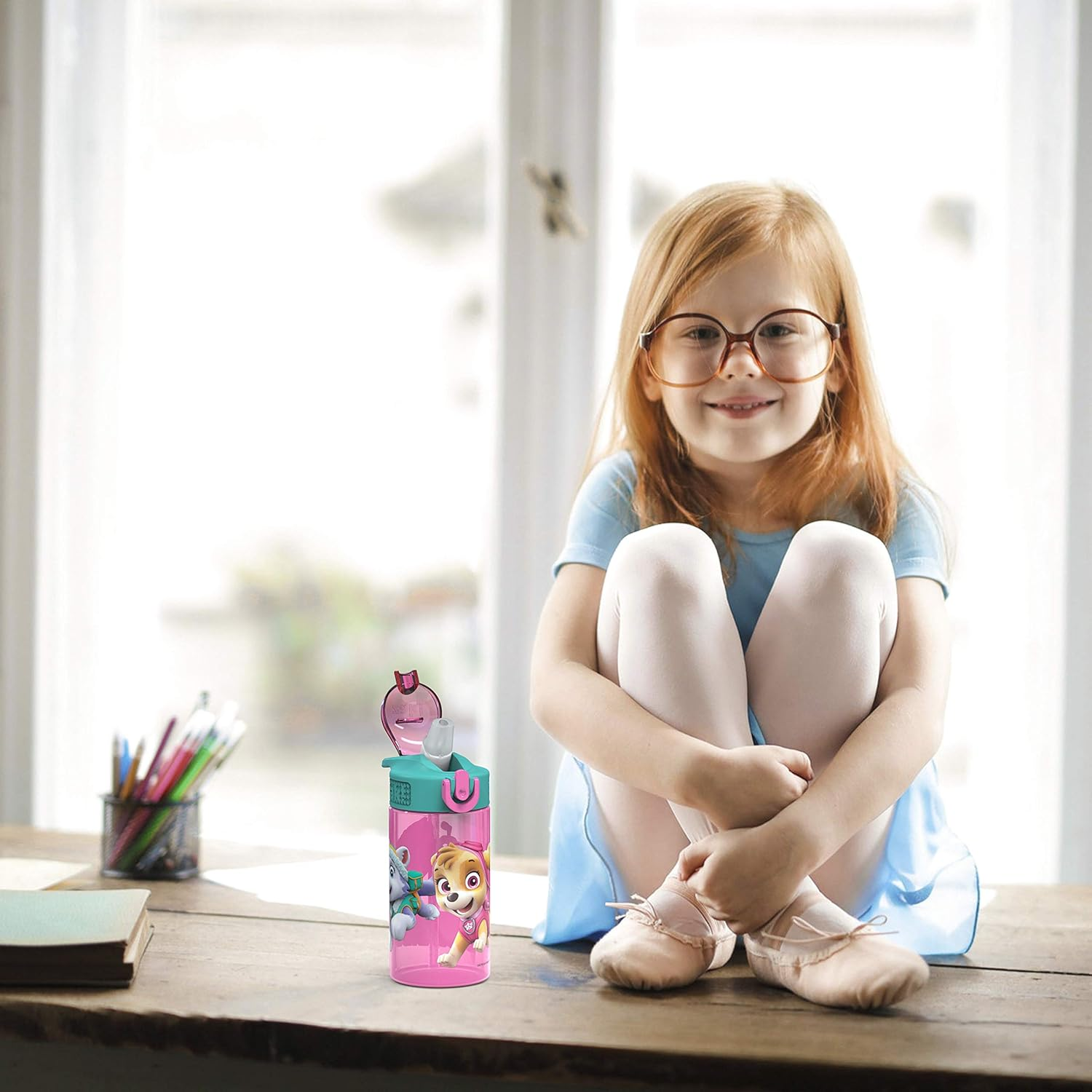 Zak Designs Kids Durable Plastic Spout Cover and Built-In Carrying Loop, Leak-Proof Water Design for Travel, (16Oz, 2Pc Set), Paw Patrol Skye Bottle 2Pk image number 7