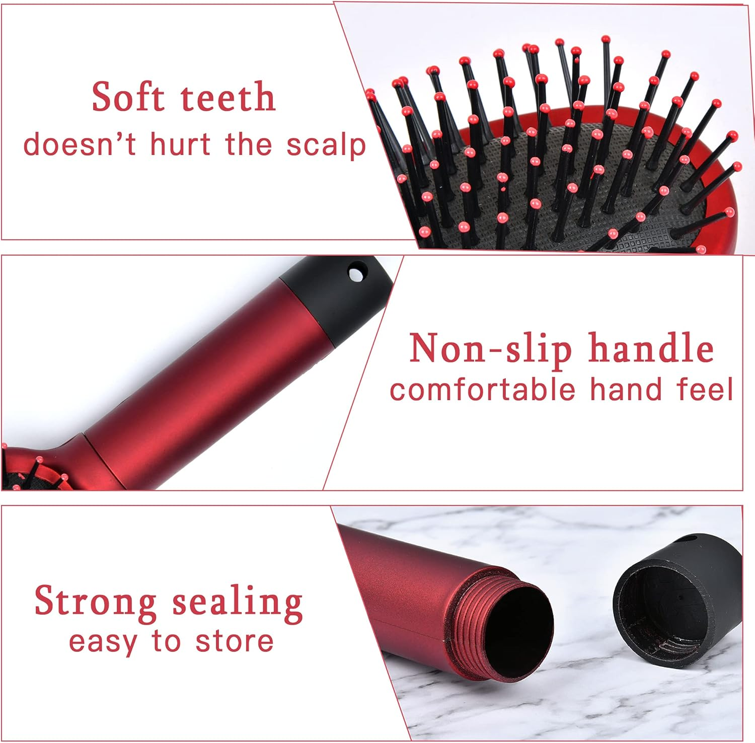 Diversion Safe Hair Brush to Store Money, Cash, Jewelry, Mini Keys, Beach Safe Container Real Hair Brush Comb for Valuables, Perfect for Mother'S Day, Father'S Day, Christmas - Red image number 6