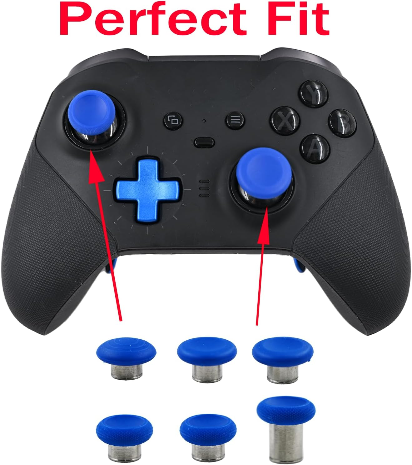 6 in 1 Metal Thumbsticks Replacement for Elite Series 2 Core Controllers, Thumbsticks for Xbox Elite Series 2 Controllers, Elite Series 2 Controller Replacement Thumbsticks (Blue) image number 5