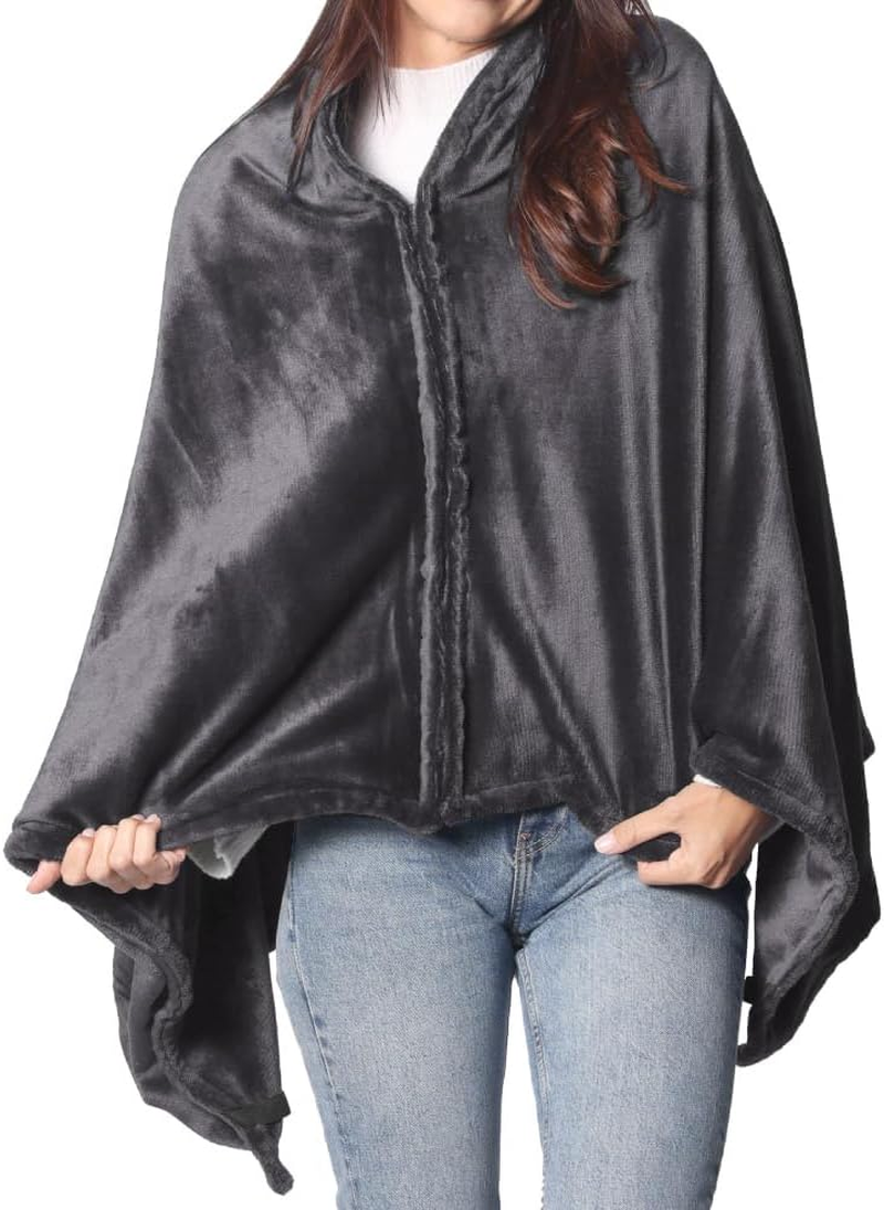 Sash & Bloom Heated Shawl - Charcoal &ndash; Super-Soft and Stylish Portable 2-In-1 Heated Blanket and Shawl, 3 Settings, Heats up to 55 Degrees, Auto-Off, for Sport Games, Camping, Hiking, Office, Home image number 2