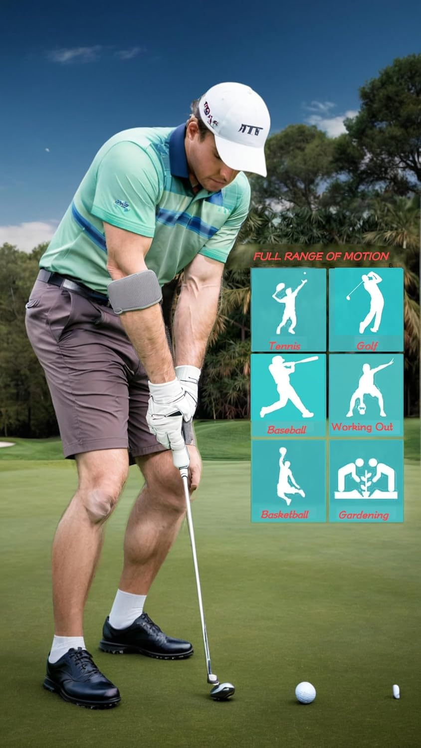 Honwor Elbow Brace for Tendonitis & Pain Relief - Adjustable Support Strap for Men & Women | for Weightlifting, Tennis, Golf | Aid in Sports Injury Recovery image number 4