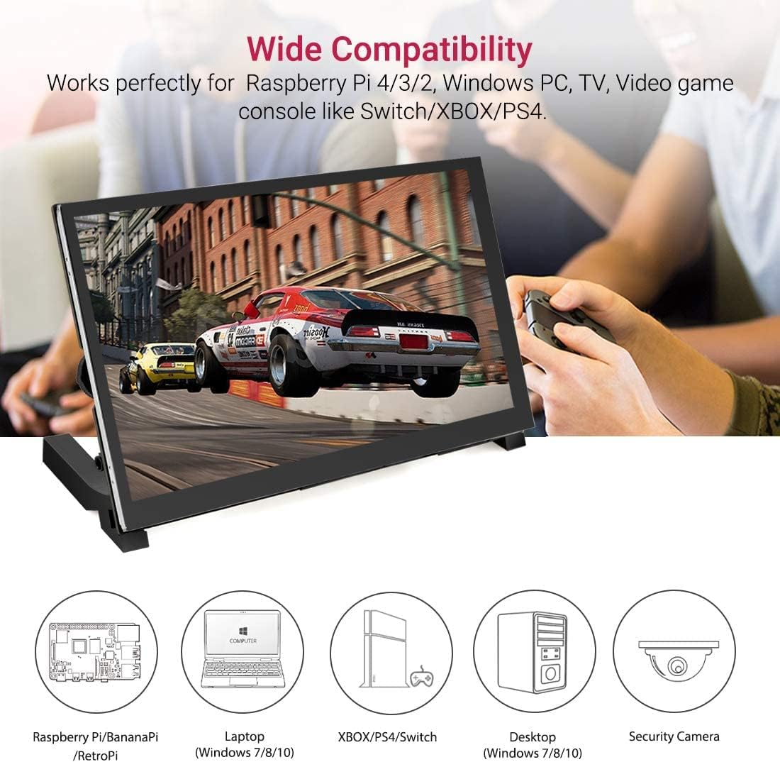DIGISHUO 7" HDMI IPS LCD Touch Display 1024 * 600 Screen+Dedicated Holder +HDMI Connector+Speakers Kit for Raspberry Pi 4B 3B 2B | PC Supports Windows 10/8.1/8/7 image number 2