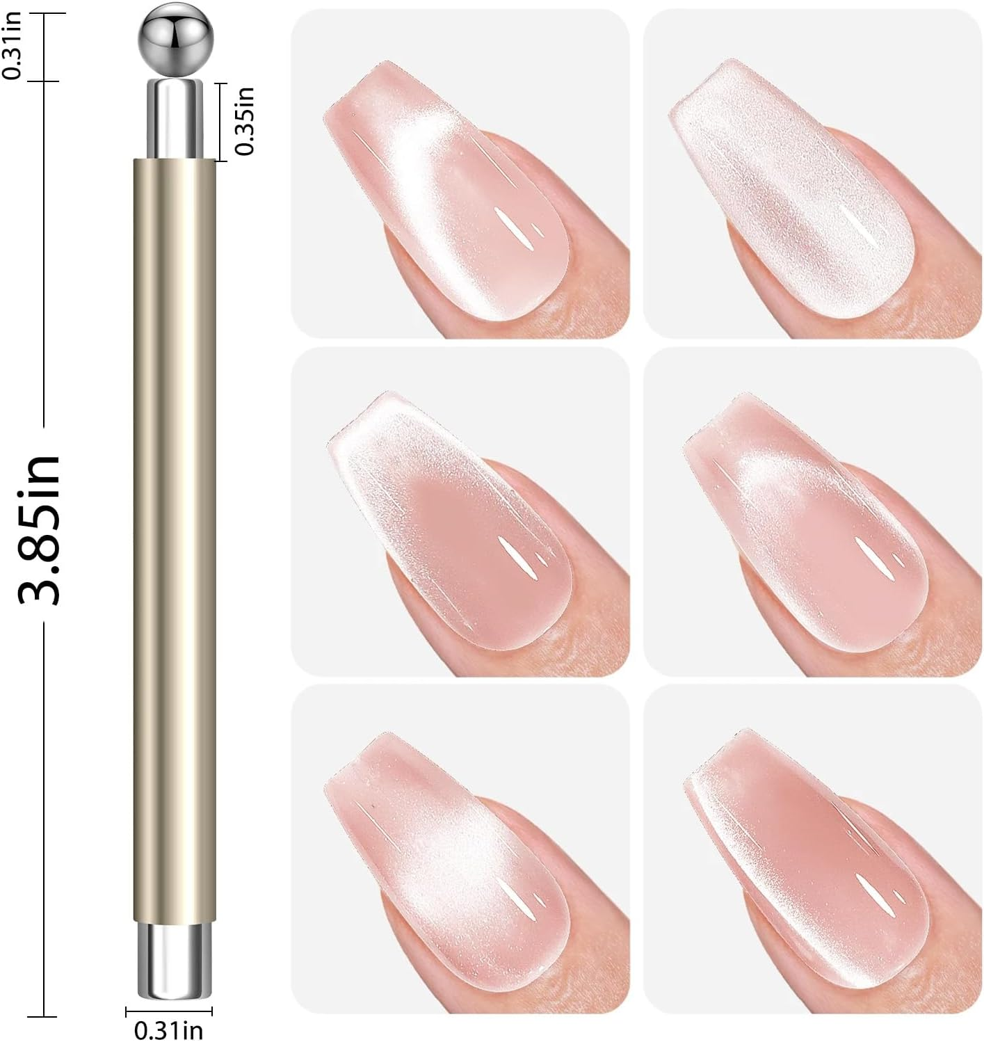 DANNEASY Cat Eye Magnet for Nails, 3 in 1 Cat Eye Nail Magnet Gel Magnetic Nail Polish Design Tool Multifunctional Manicure Tools for DIY Home & Salon - Gold image number 4