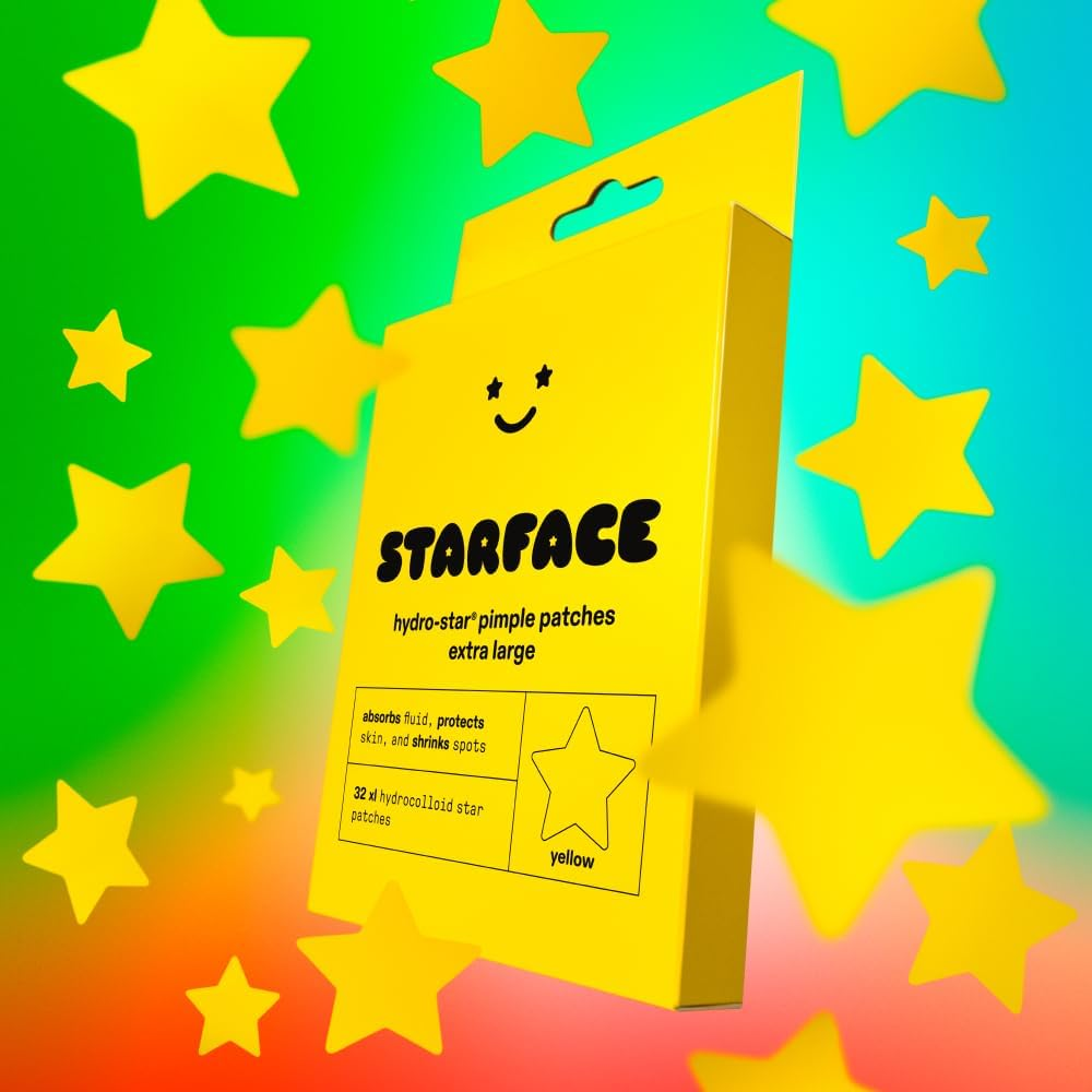 Starface World XL Big Star, Large Hydrocolloid Pimple Patches, Absorb Fluid and Reduce Redness, Cute Star Shape, Vegan and Cruelty-Free Skincare (32 Count) image number 3
